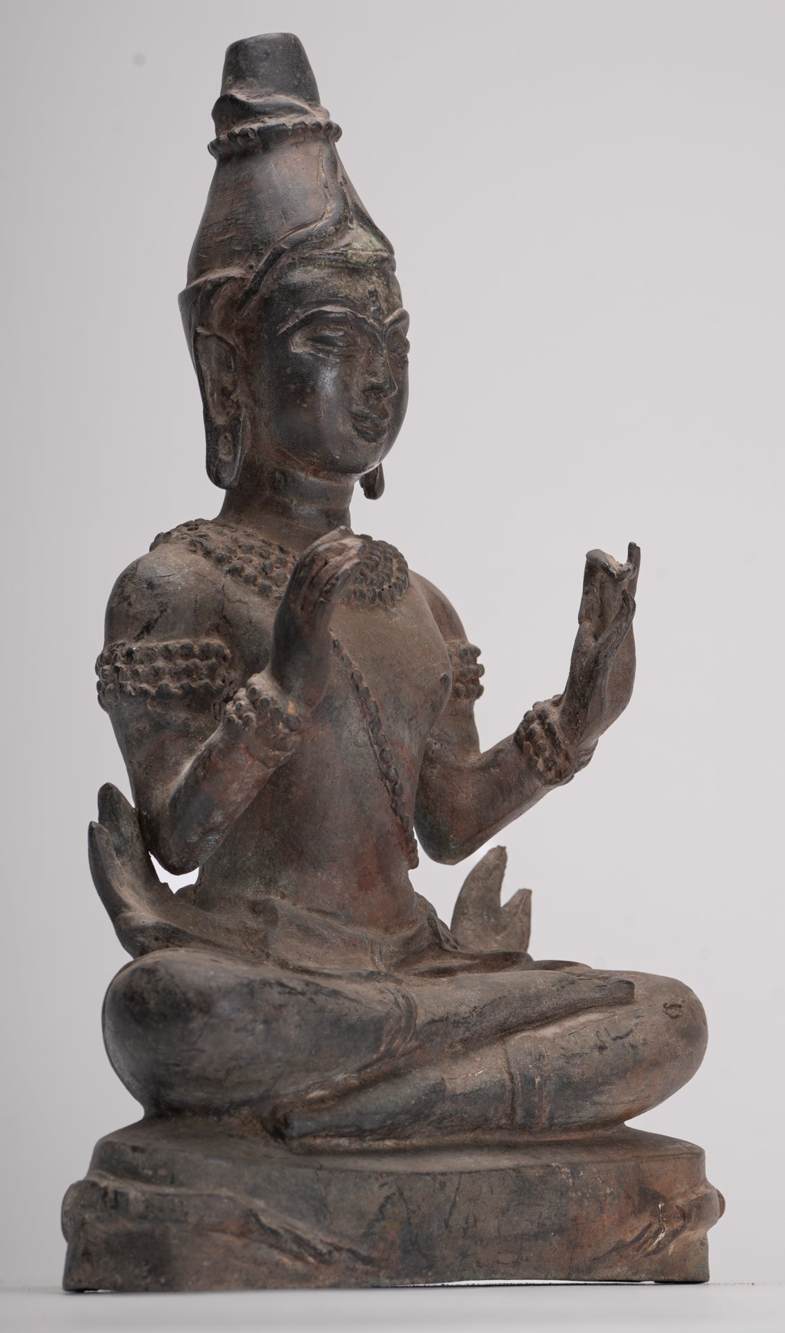 Antique Buddha Statue - Seated Antique Thai Hermit / Wise Man Statue - 29cm/12"