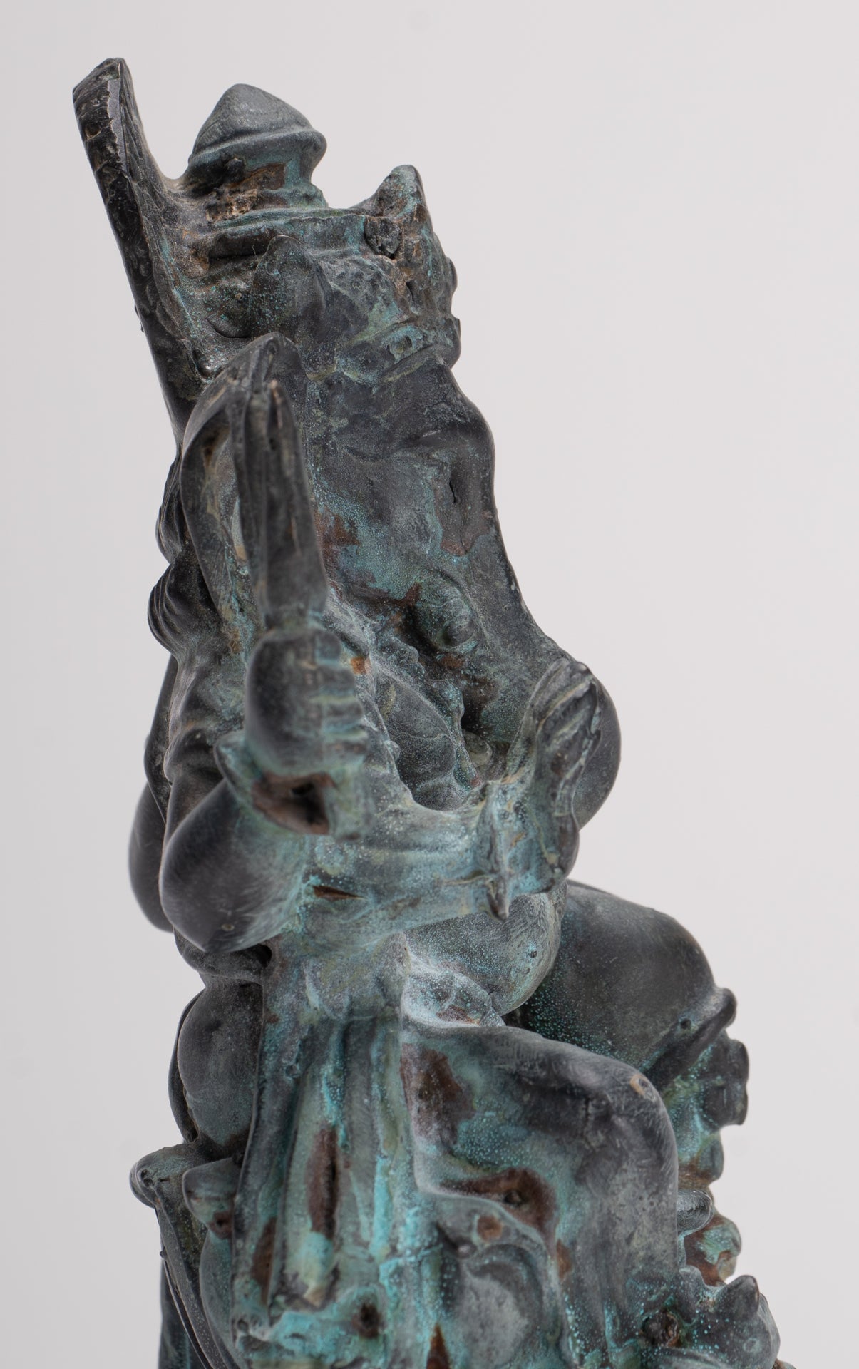 Ganesha Statue - Antique Thai Style Bronze Seated 4-Arm Vara Ganapati Statue - 15.5cm/6"