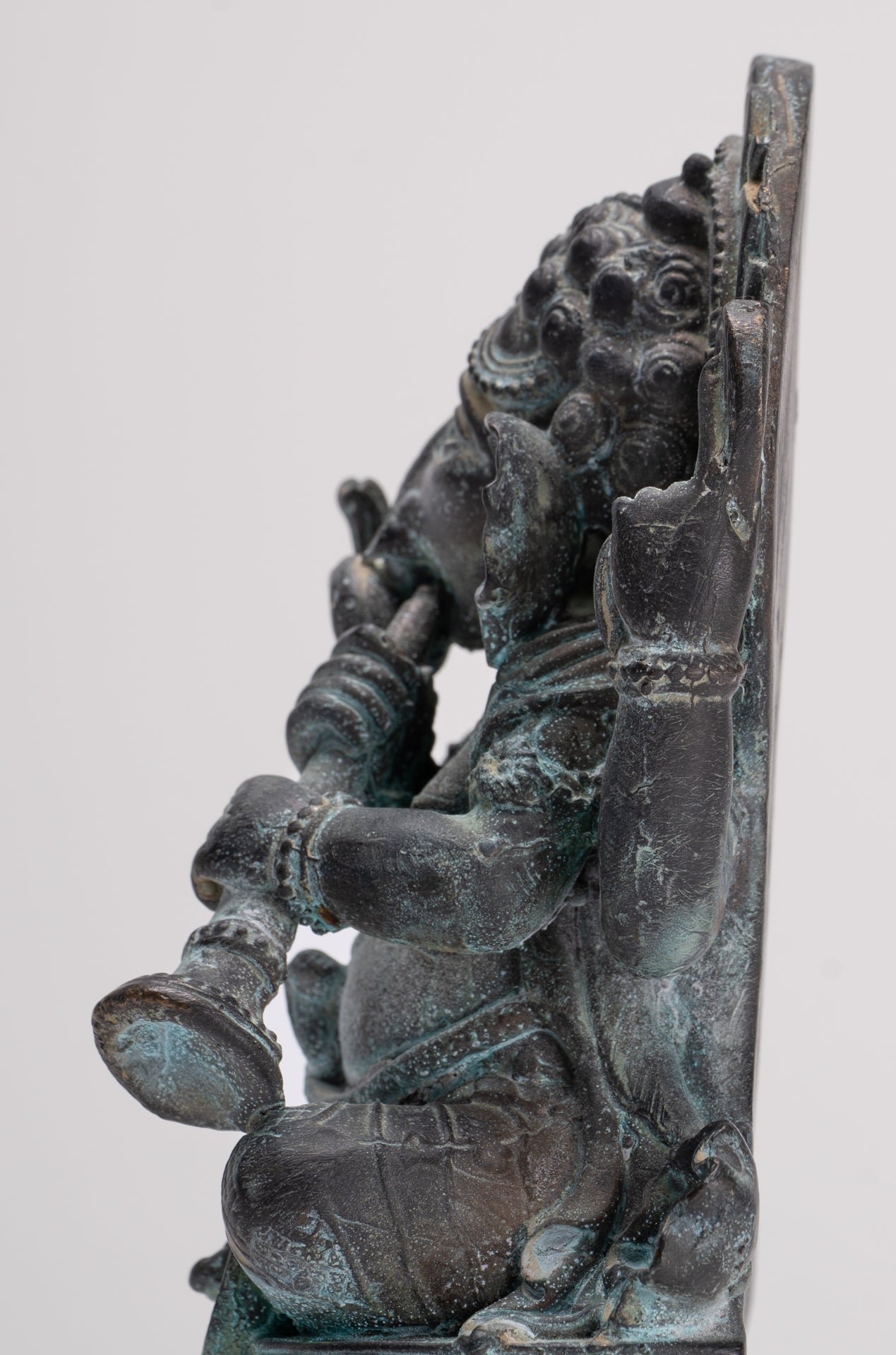 Ganesh - Antique Thai Style Bronze Seated Ganesh Statue - 15.5cm/6"