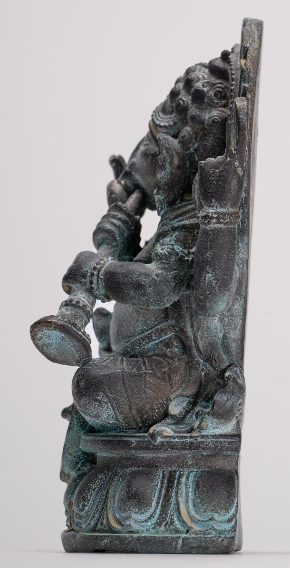 Ganesh - Antique Thai Style Bronze Seated Ganesh Statue - 15.5cm/6"