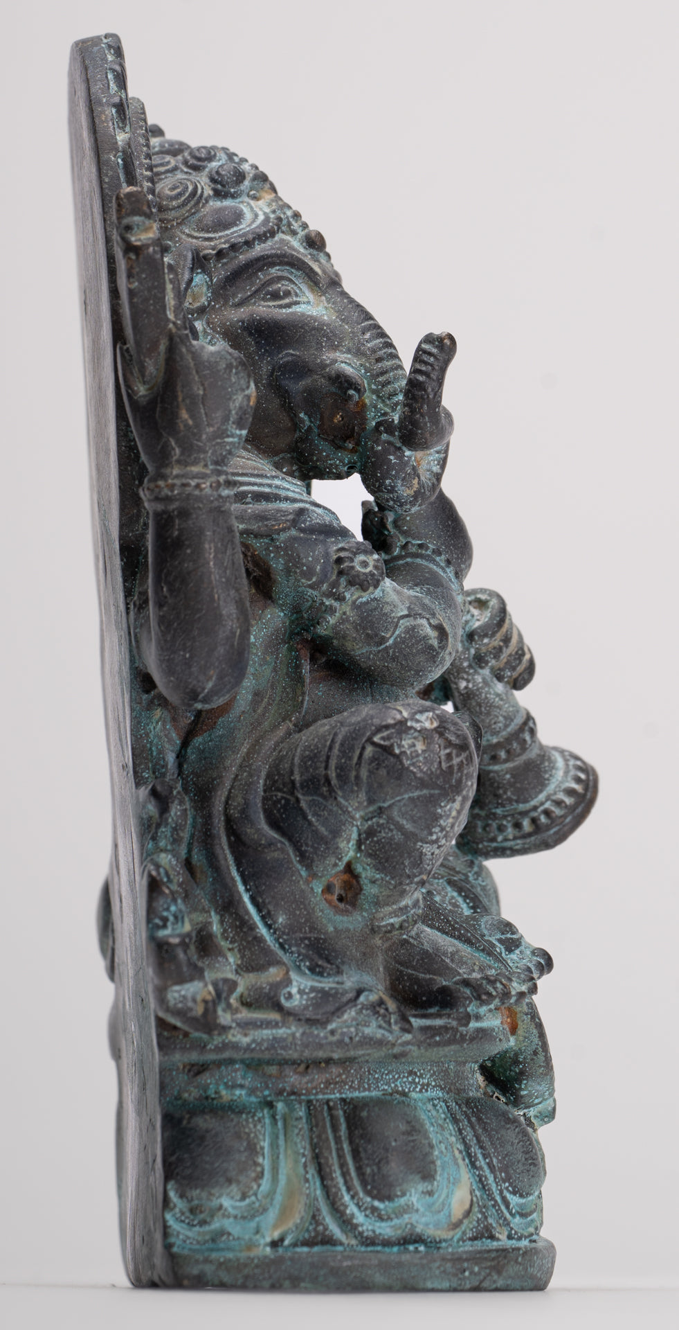 Ganesh - Antique Thai Style Bronze Seated Ganesh Statue - 15.5cm/6"