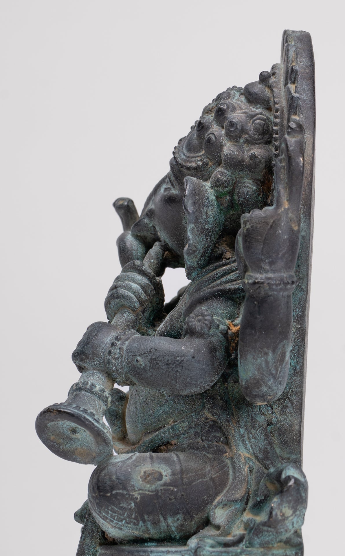 Ganesh - Antique Thai Style Bronze Seated Ganesh Statue - 15.5cm/6"