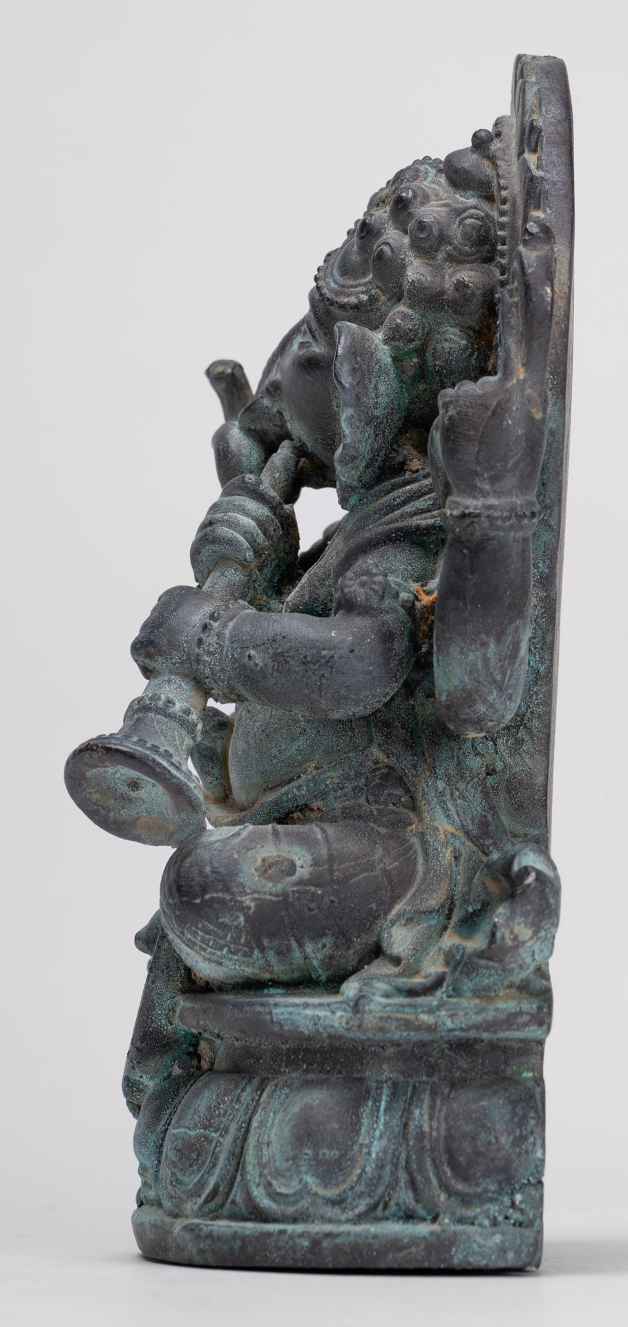 Ganesh - Antique Thai Style Bronze Seated Ganesh Statue - 15.5cm/6"