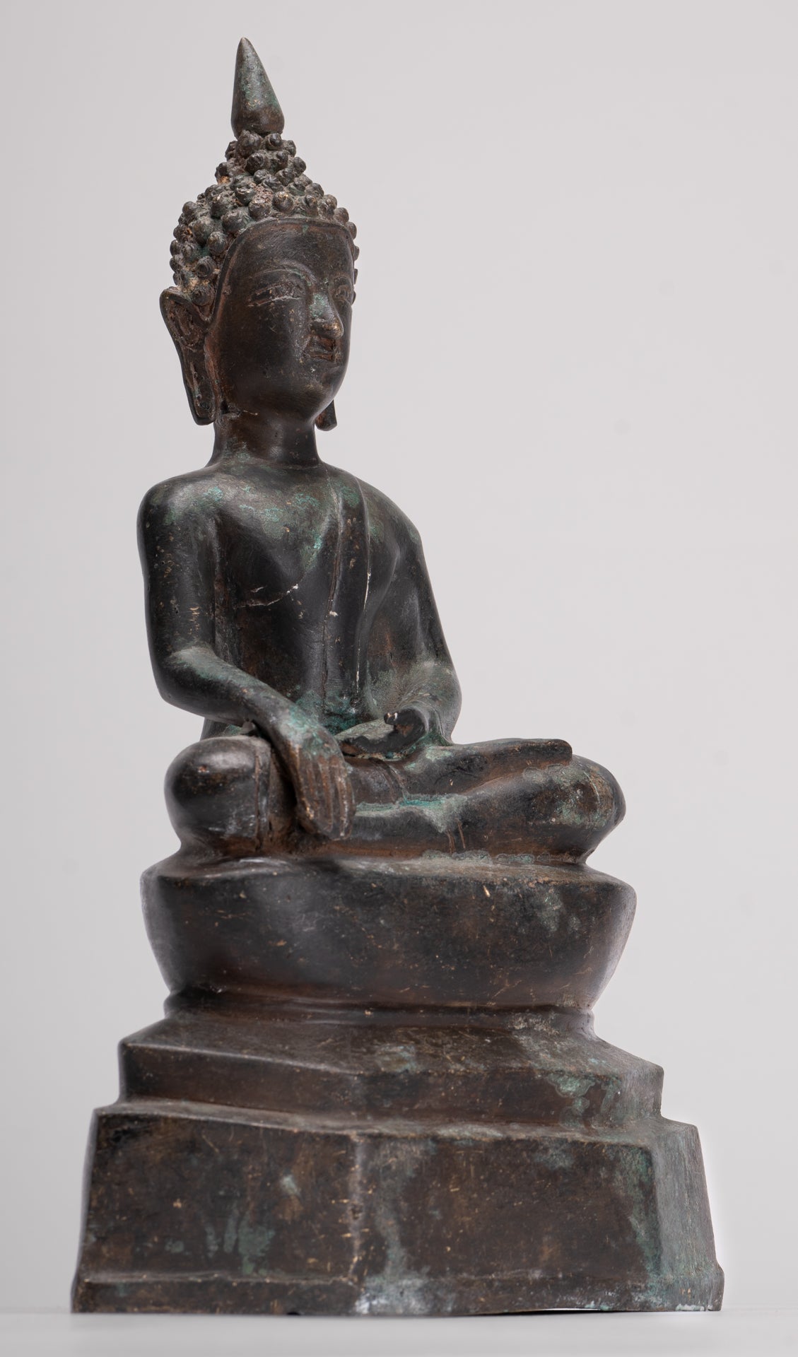 Buddha Statue - Antique Laos Style Bronze Enlightenment Buddha Statue - 29cm/12"