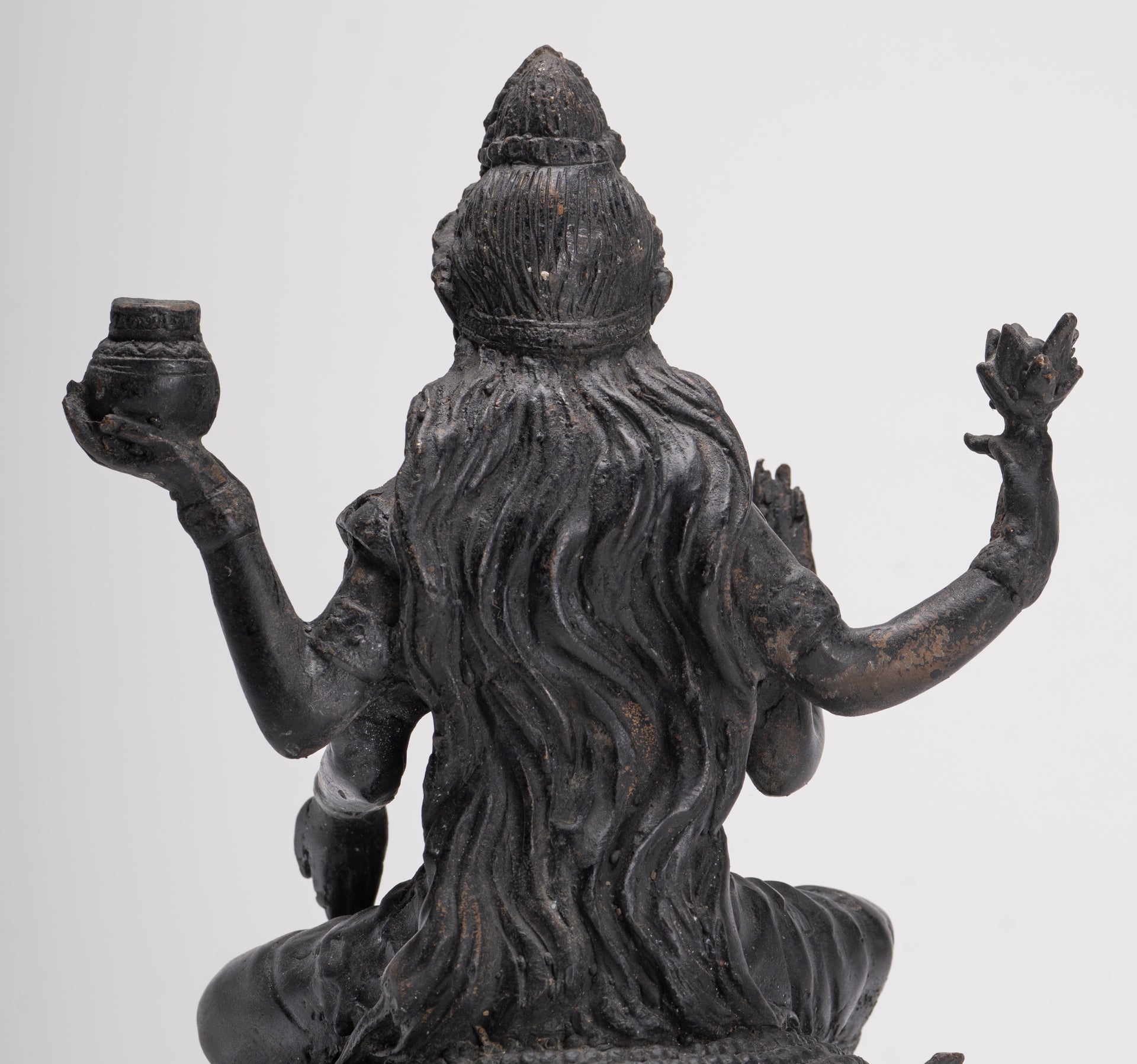 Shiva Statue - Antique Indian Style Bronze Seated 4-Arm Shiva Statue - 25cm/10"