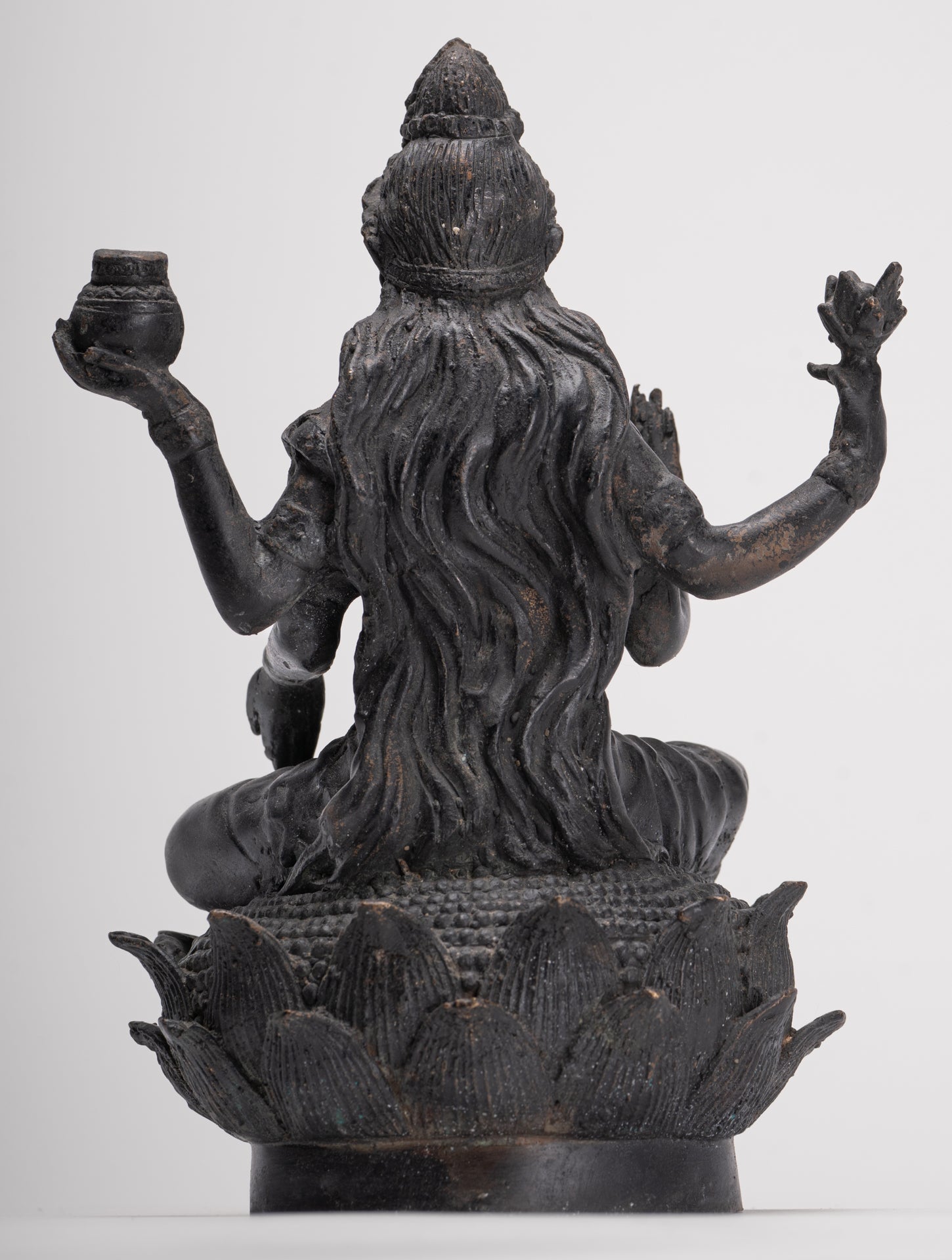 Shiva Statue - Antique Indian Style Bronze Seated 4-Arm Shiva Statue - 25cm/10"