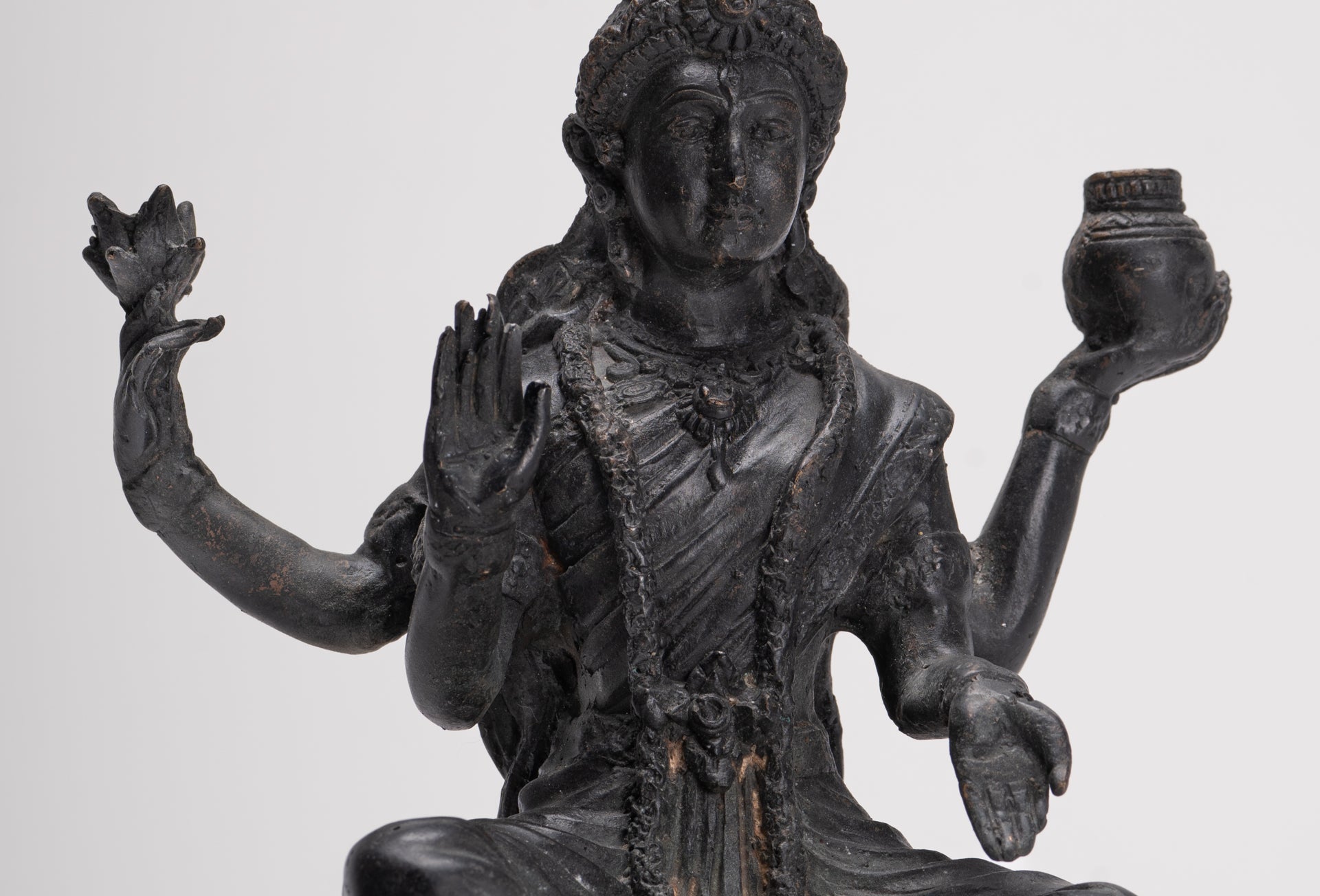 Shiva Statue - Antique Indian Style Bronze Seated 4-Arm Shiva Statue - 25cm/10"