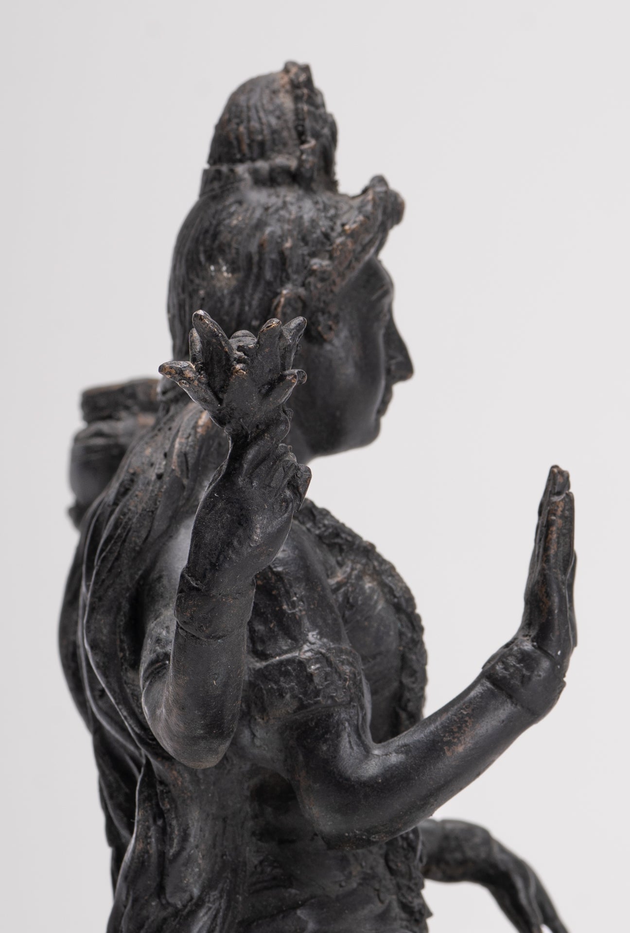 Shiva Statue - Antique Indian Style Bronze Seated 4-Arm Shiva Statue - 25cm/10"