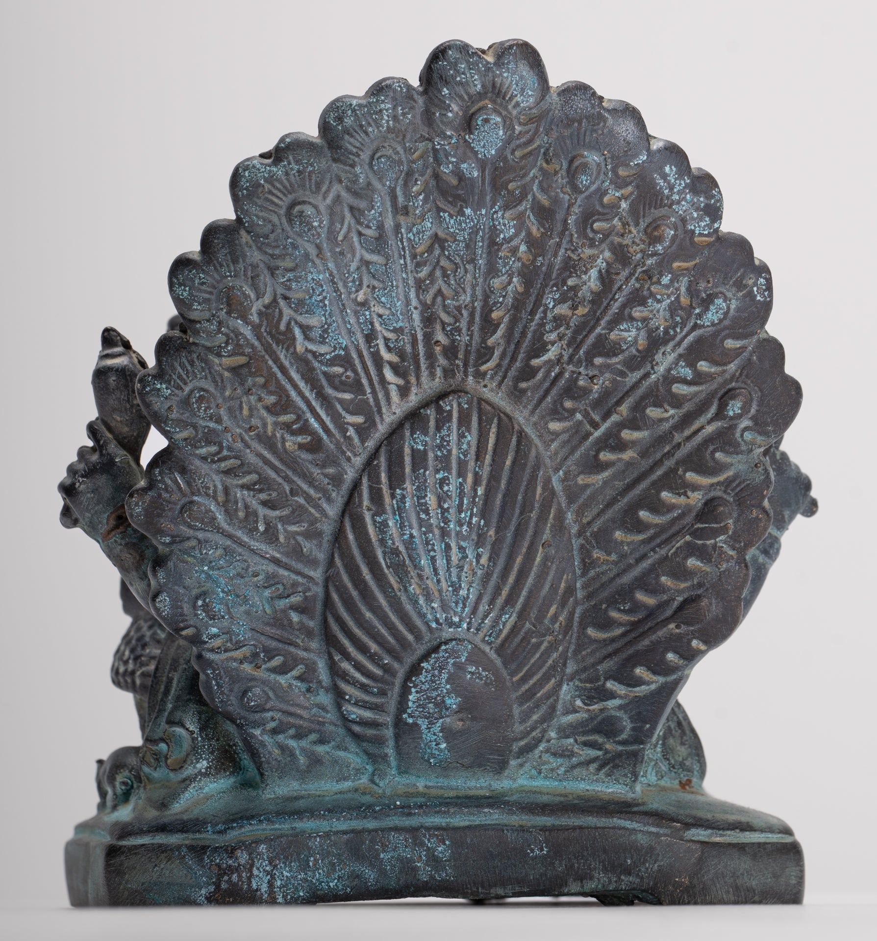 Ganesh - Antique Thai Style Bronze Seated Mayuresha Ganapathy Statue - 13cm/5"