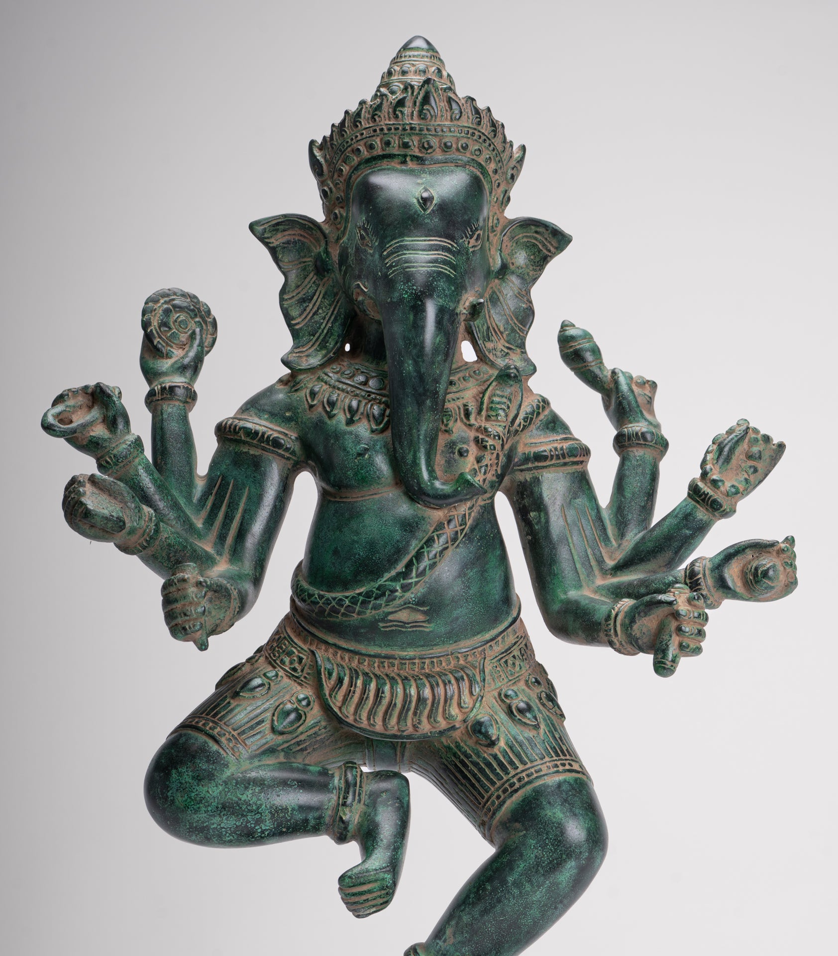 Ganesha Statue - Antique Khmer Style Bronze Dancing Ganesh Statue - 50cm/20"