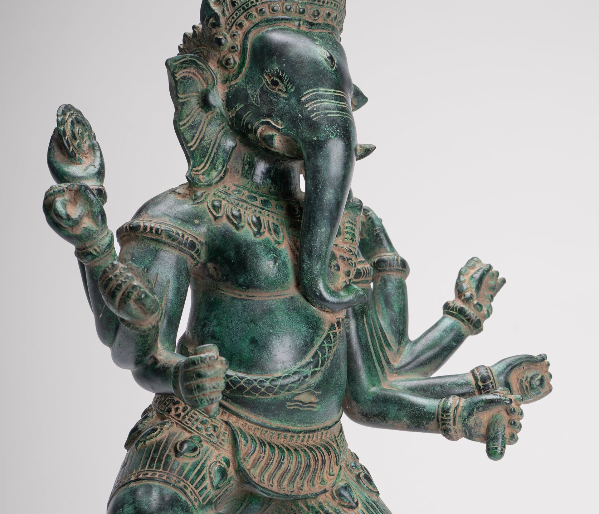 Ganesha Statue - Antique Khmer Style Bronze Dancing Ganesh Statue - 50cm/20"