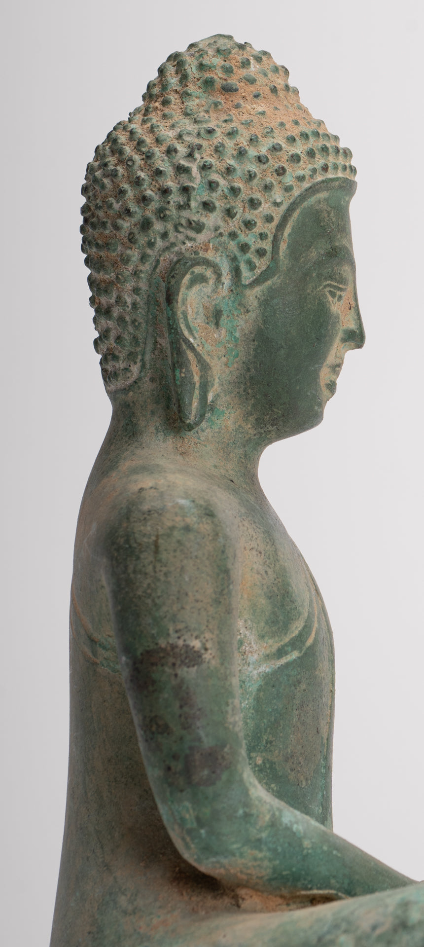 Buddha Statue - Antique Khmer Style Seated Meditation Buddha Statue - 18cm/7"