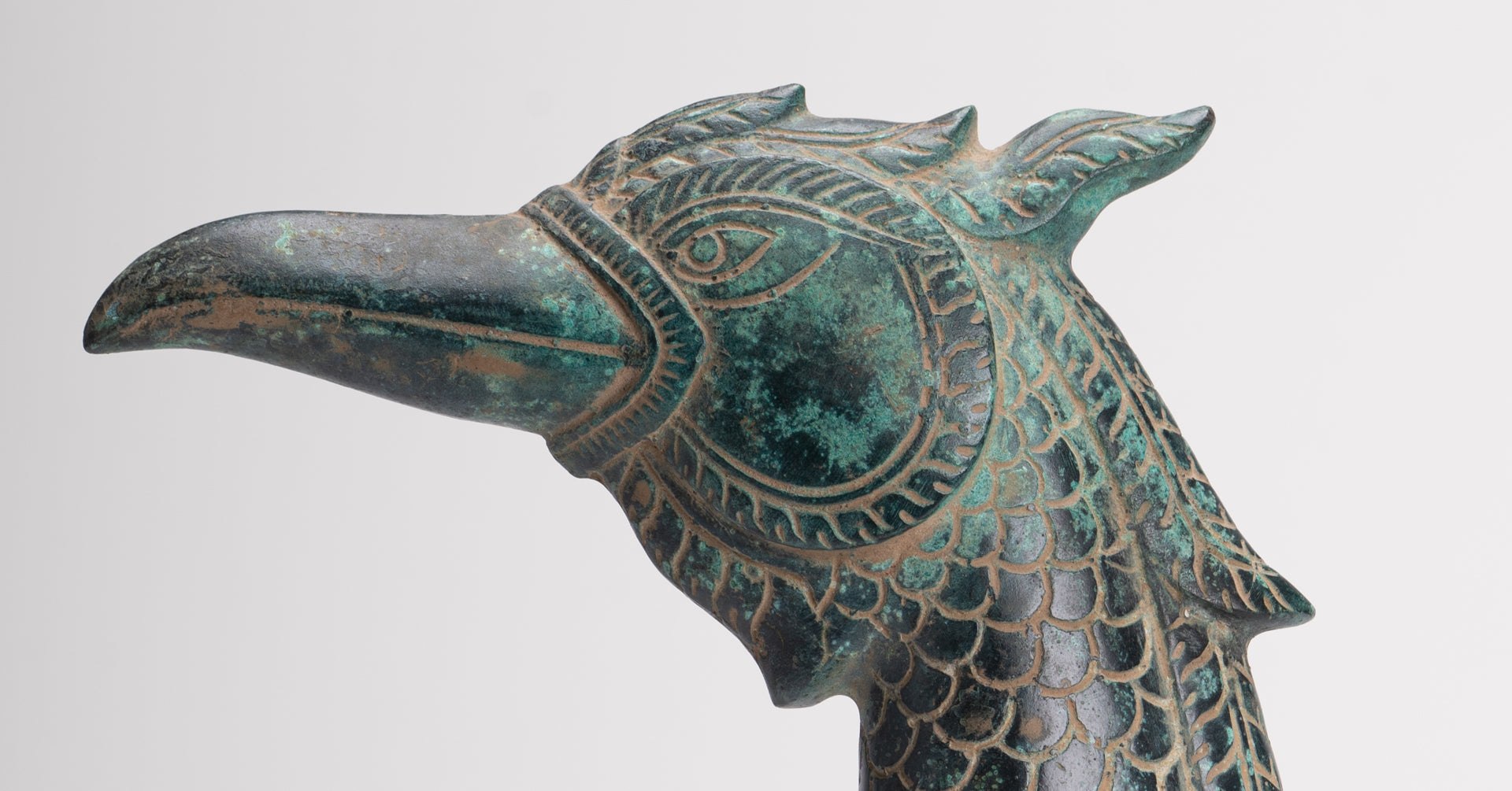 Antique Khmer Style Standing Bronze Mythical Bird/Goose/Peacock - 29cm/12" Tall