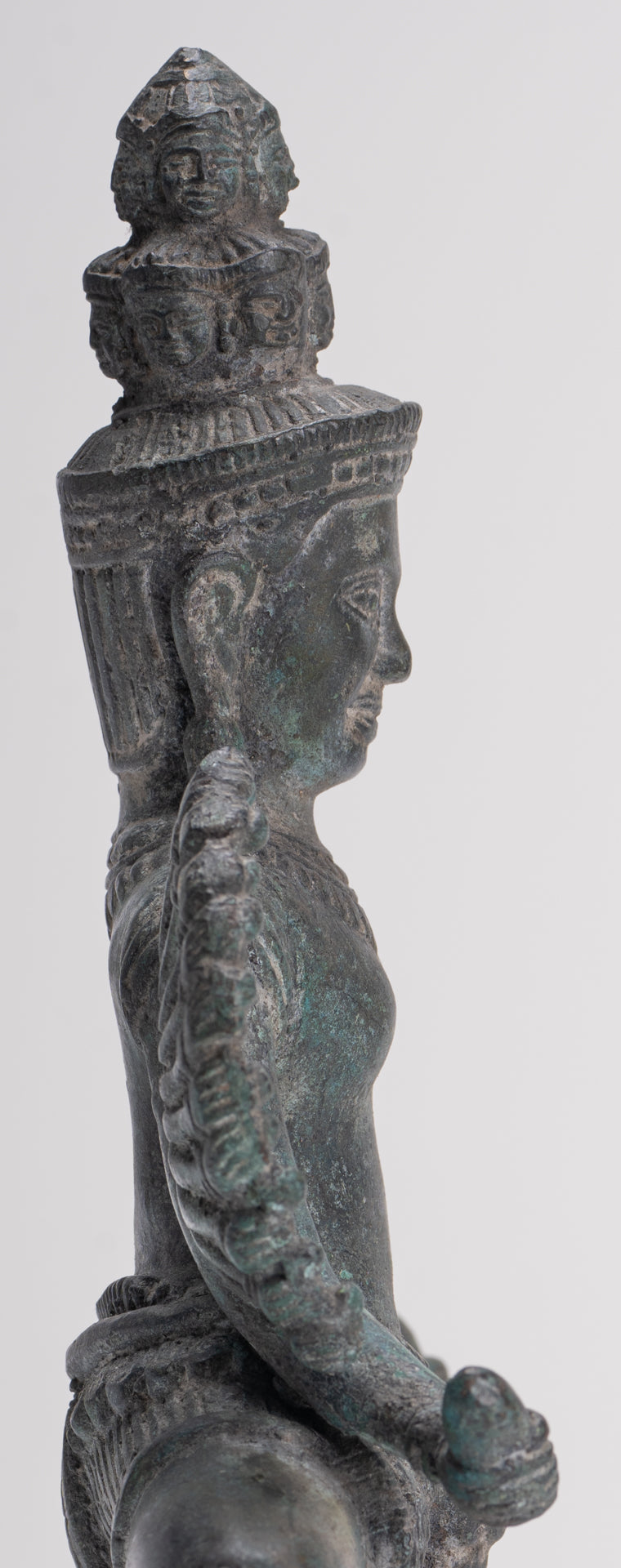 Antique Khmer Style Standing Bronze Angkor Wat Hevajra Statue - 26cm/10" Tall