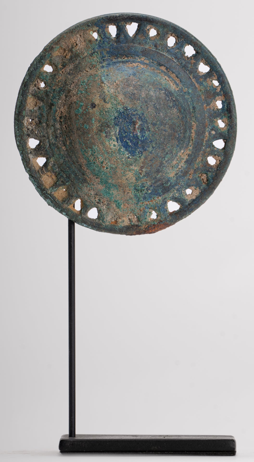 Antique Khmer Style Mounted Bronze Mandala Belt Buckle - 16cm/6"