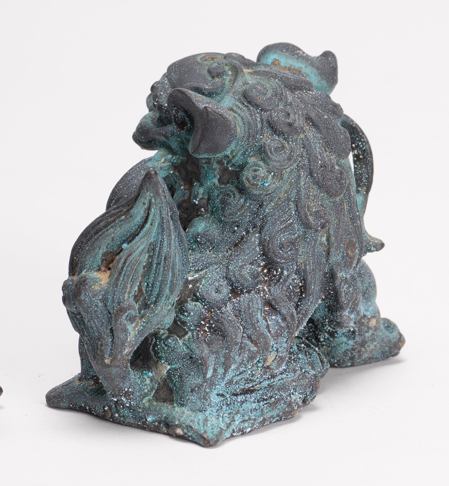 Antique Chinese Style Bronze Dragon Statue - 6cm/2" Tall (Pair)