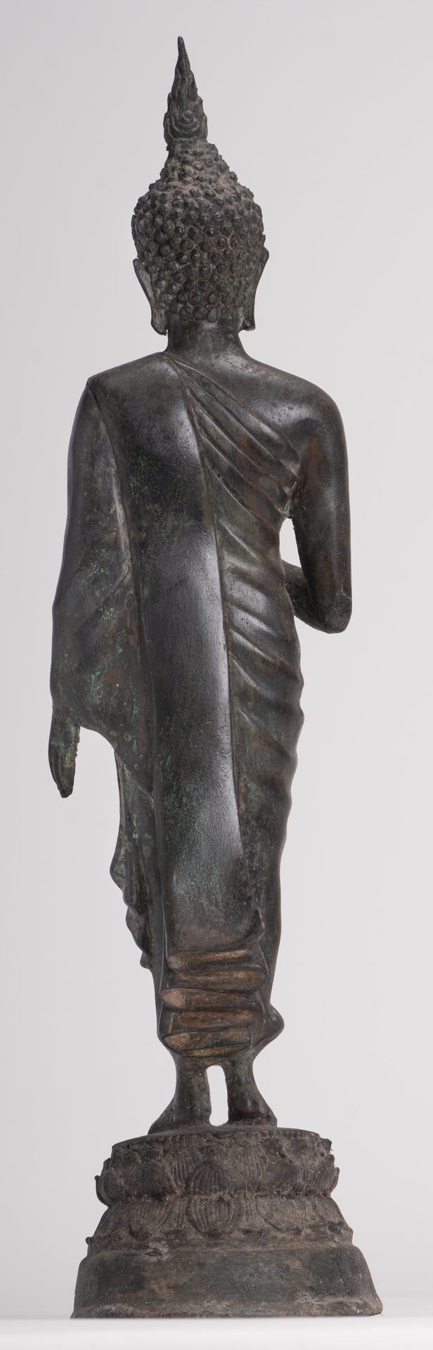 Buddha Statue - Antique Thai Style Bronze Standing Abhaya Protection Buddha Statue - 45cm/18"