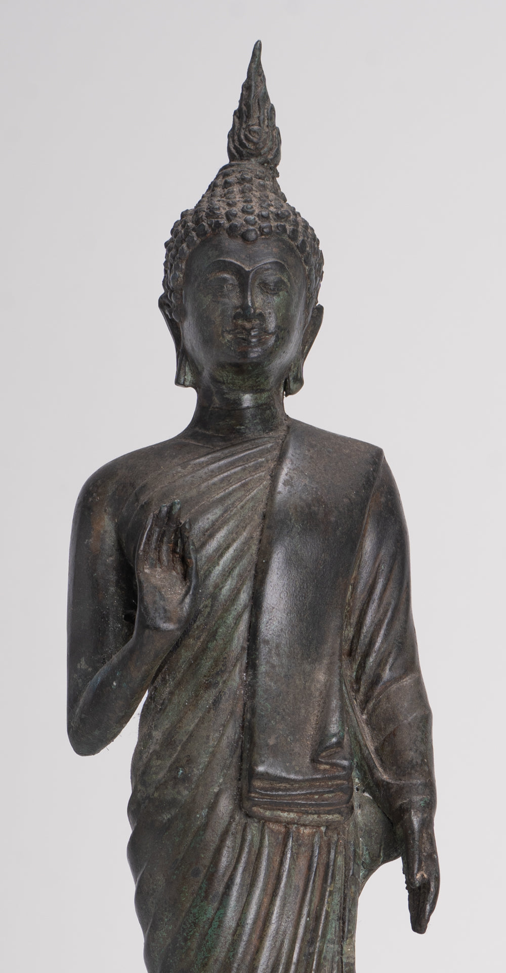 Buddha Statue - Antique Thai Style Bronze Standing Abhaya Protection Buddha Statue - 45cm/18"