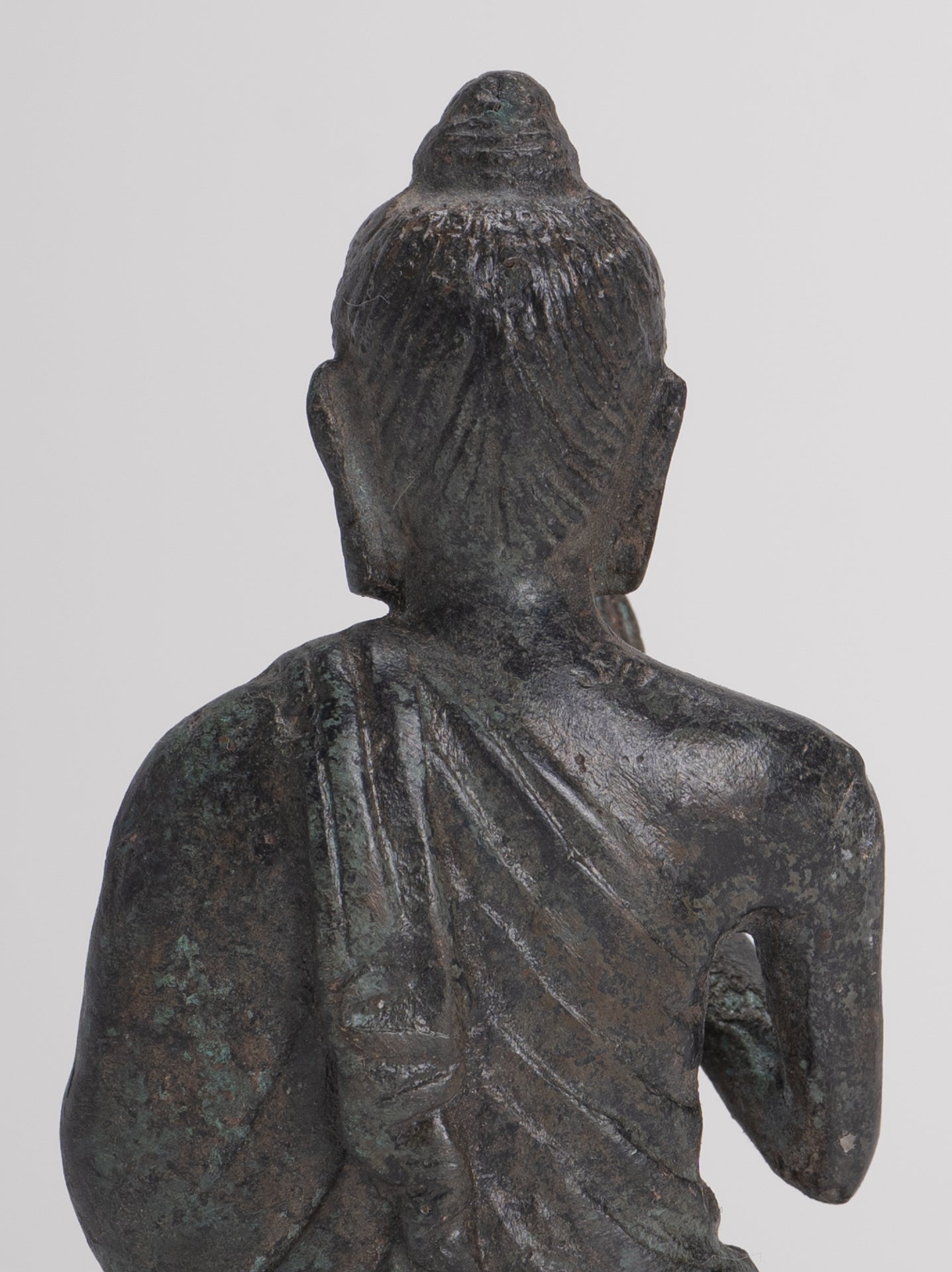 Indian Buddha Statue - Antique Gandhara Style Bronze Teaching Buddha Statue - 10cm/4"