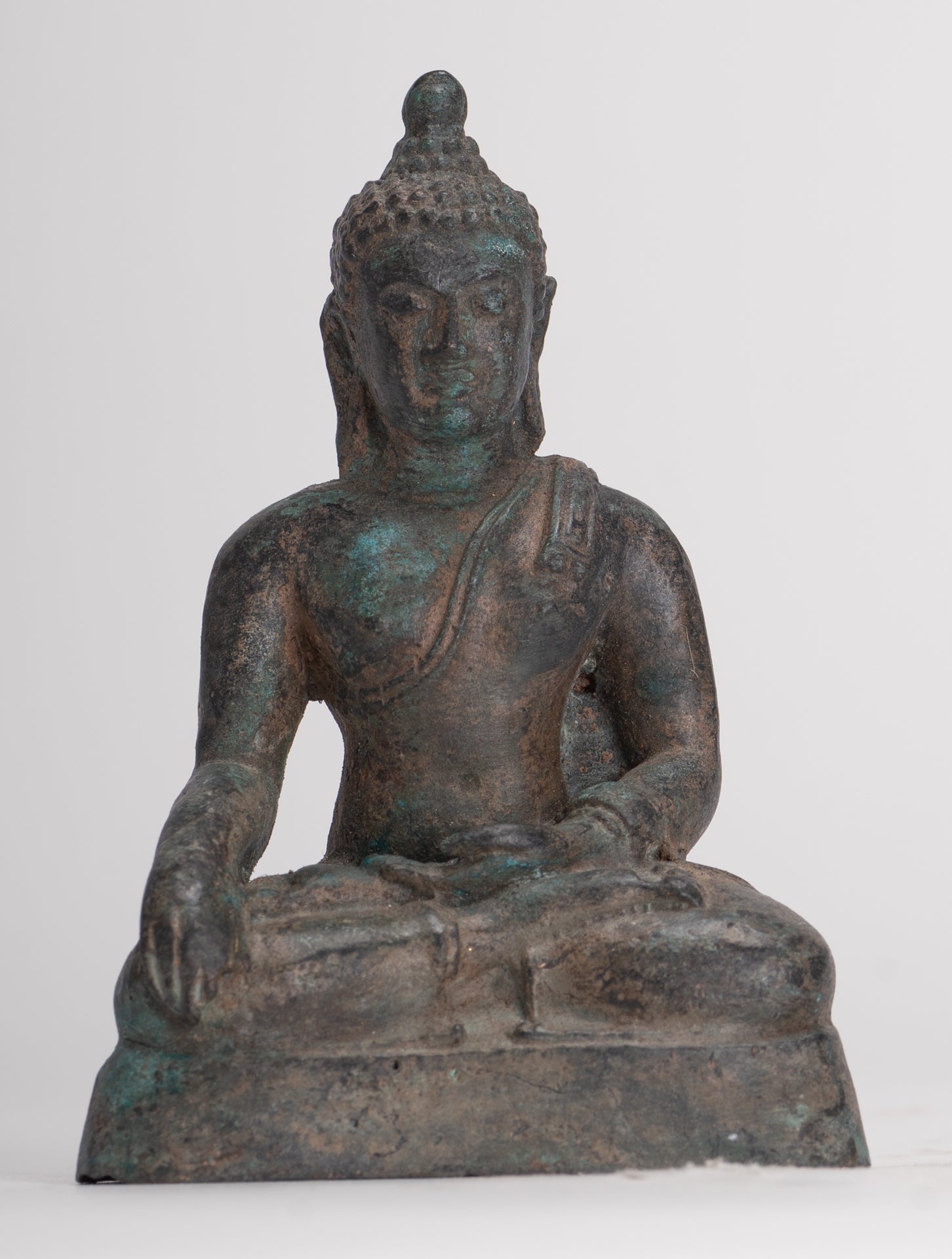 Buddha Statue - Antique Thai Style Bronze Chiang Saen Enlightenment Buddha Statue - 10.5cm/4"