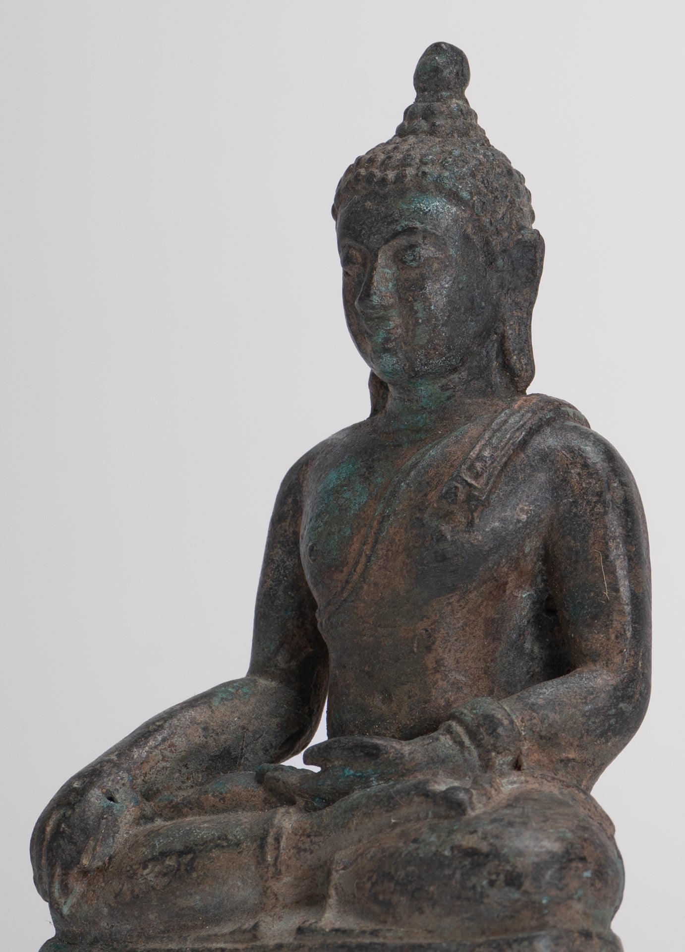 Buddha Statue - Antique Thai Style Bronze Chiang Saen Enlightenment Buddha Statue - 10.5cm/4"