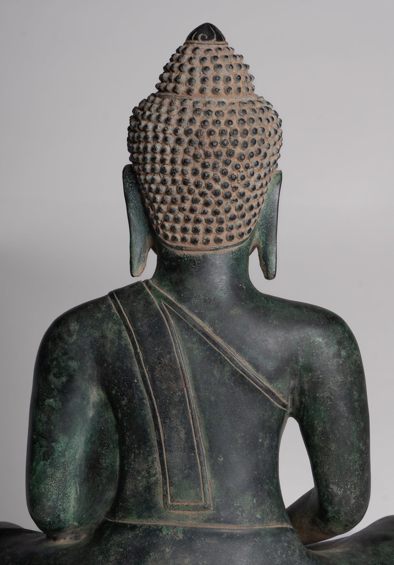 Statue de Bouddha – Statue de Bouddha de méditation assis en bronze de style khmer antique – 40 cm/16"