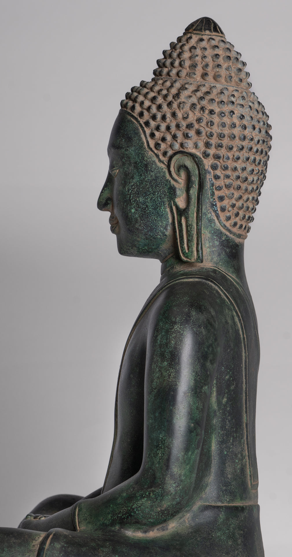 Statue de Bouddha – Statue de Bouddha de méditation assis en bronze de style khmer antique – 40 cm/16"