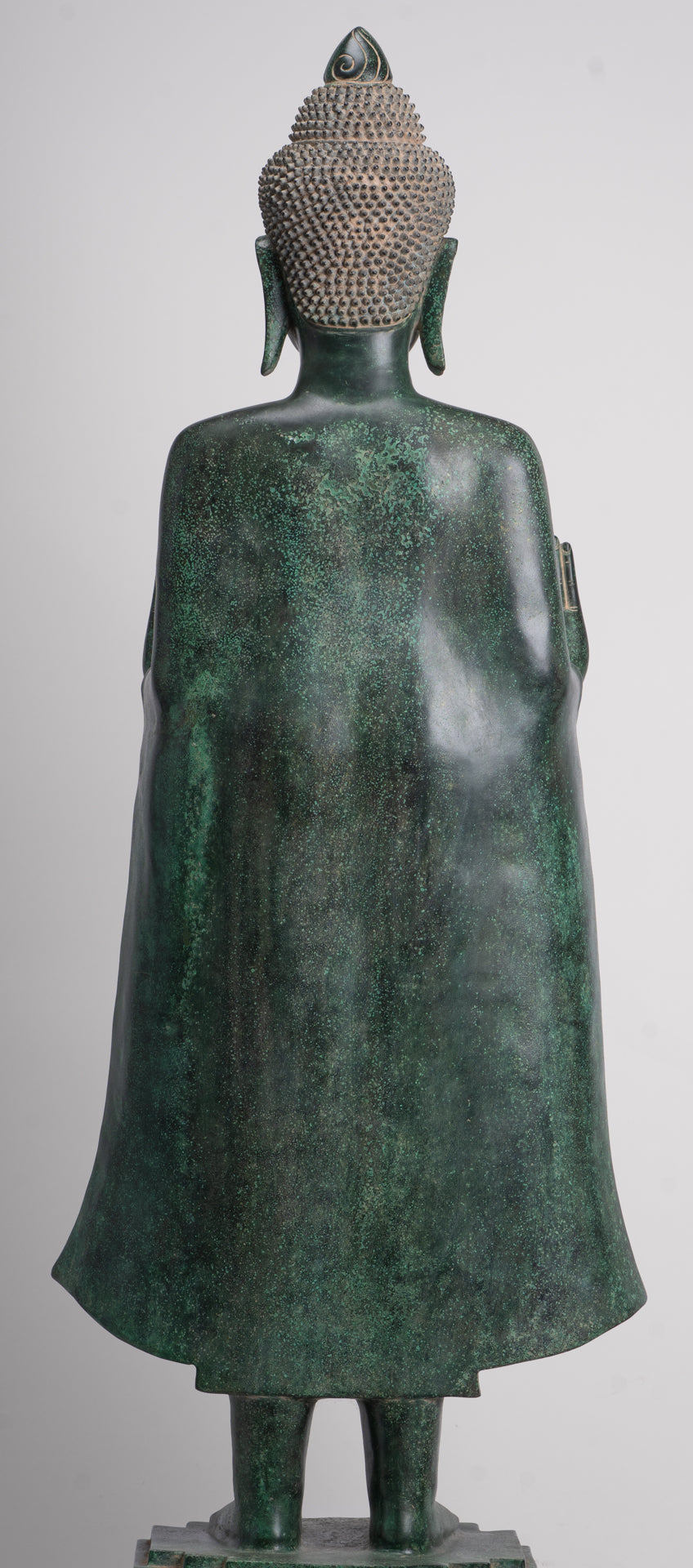 Large Buddha Statue - Antique Khmer Style Bronze Standing Abhaya Protection Buddha Statue - 123cm/49"