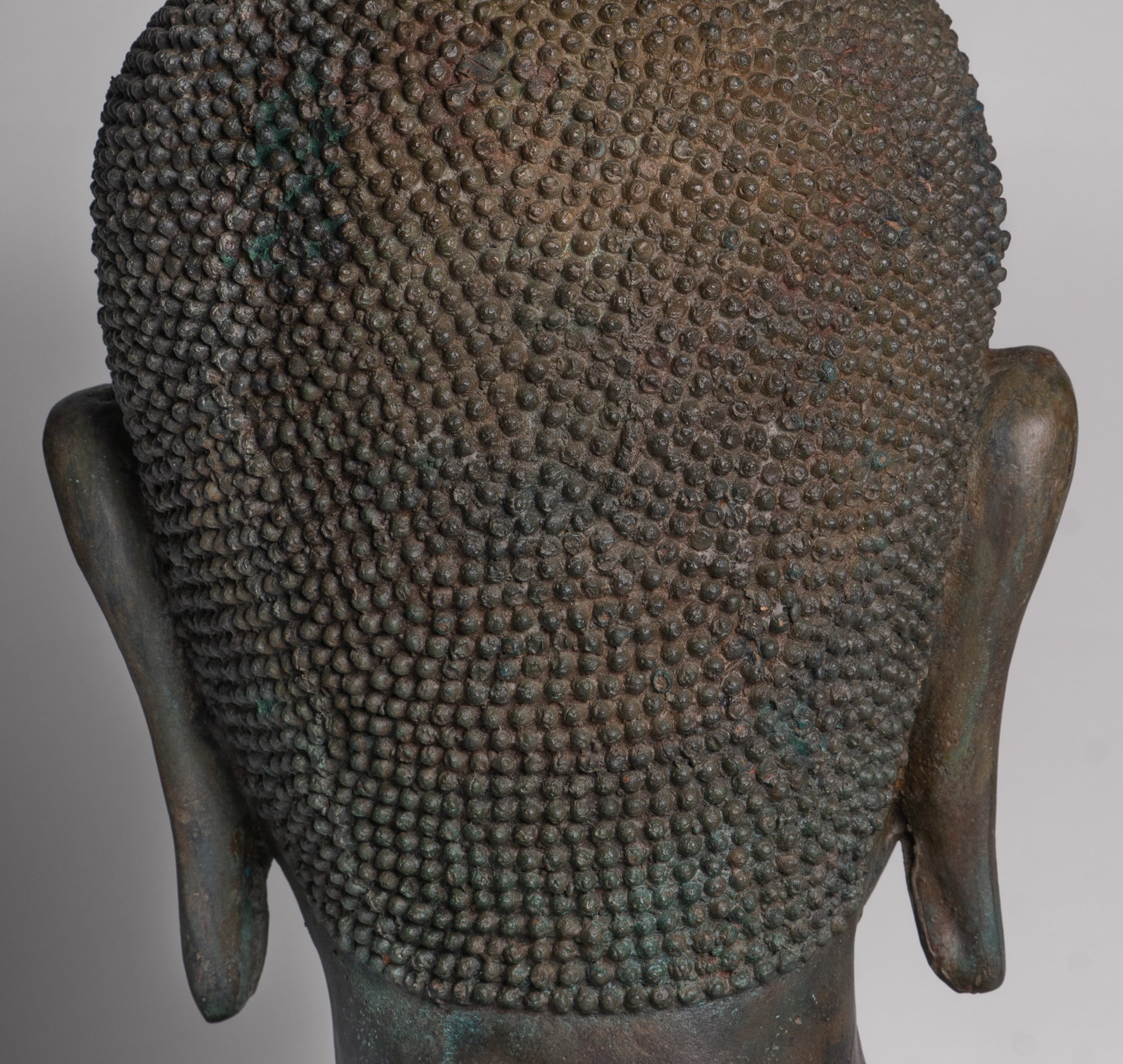 Buddha Statue - Antique U Thong Style Bronze Enlightenment Buddha Head - 47cm/19"