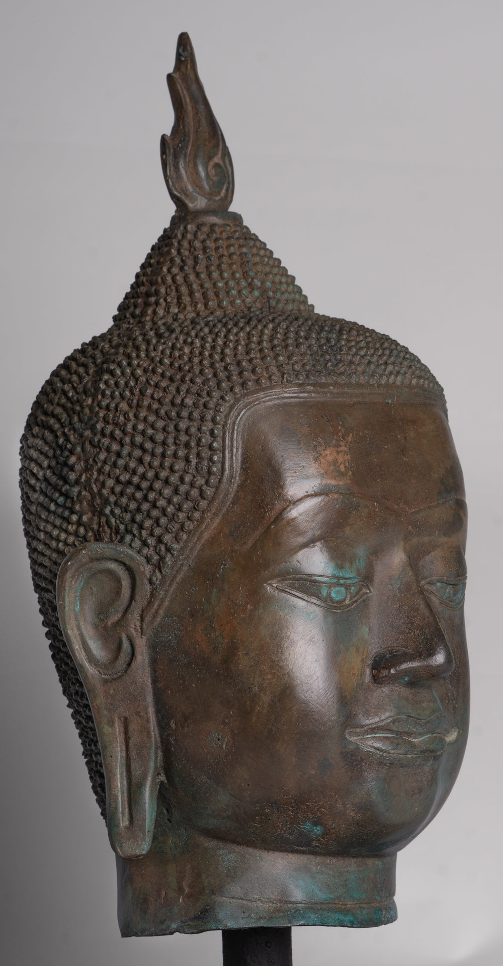 Buddha Statue - Antique U Thong Style Bronze Enlightenment Buddha Head - 47cm/19"