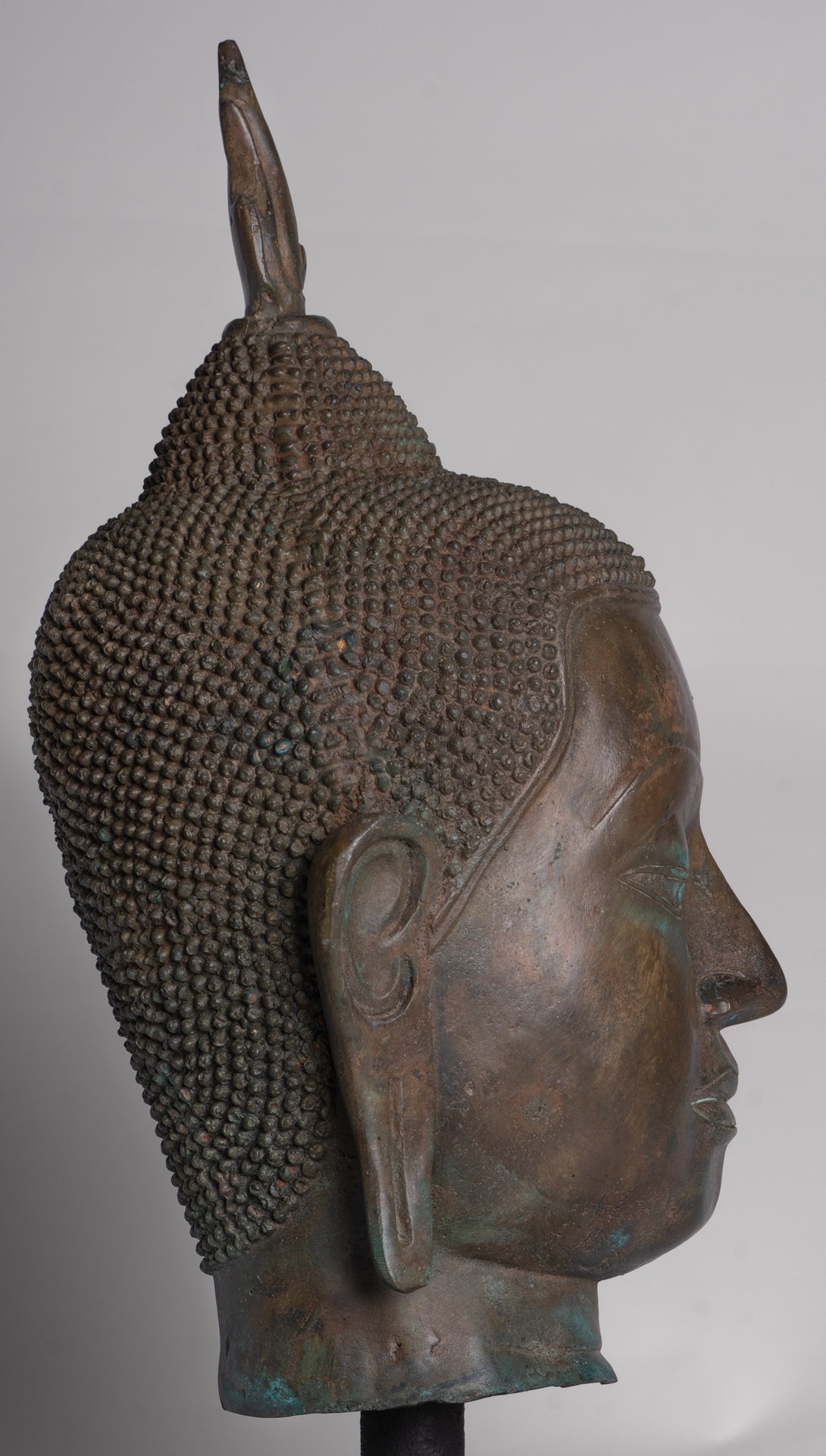 Buddha Statue - Antique U Thong Style Bronze Enlightenment Buddha Head - 47cm/19"