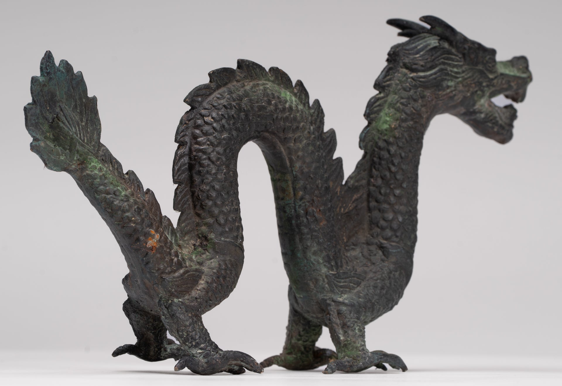 Antique Chinese Style Bronze Dragon Statue - 16cm/6"