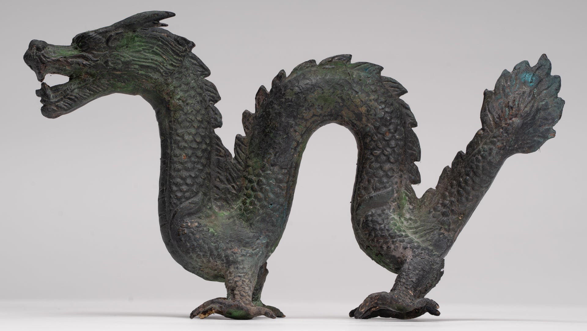 Antique Chinese Style Bronze Dragon Statue - 16cm/6"