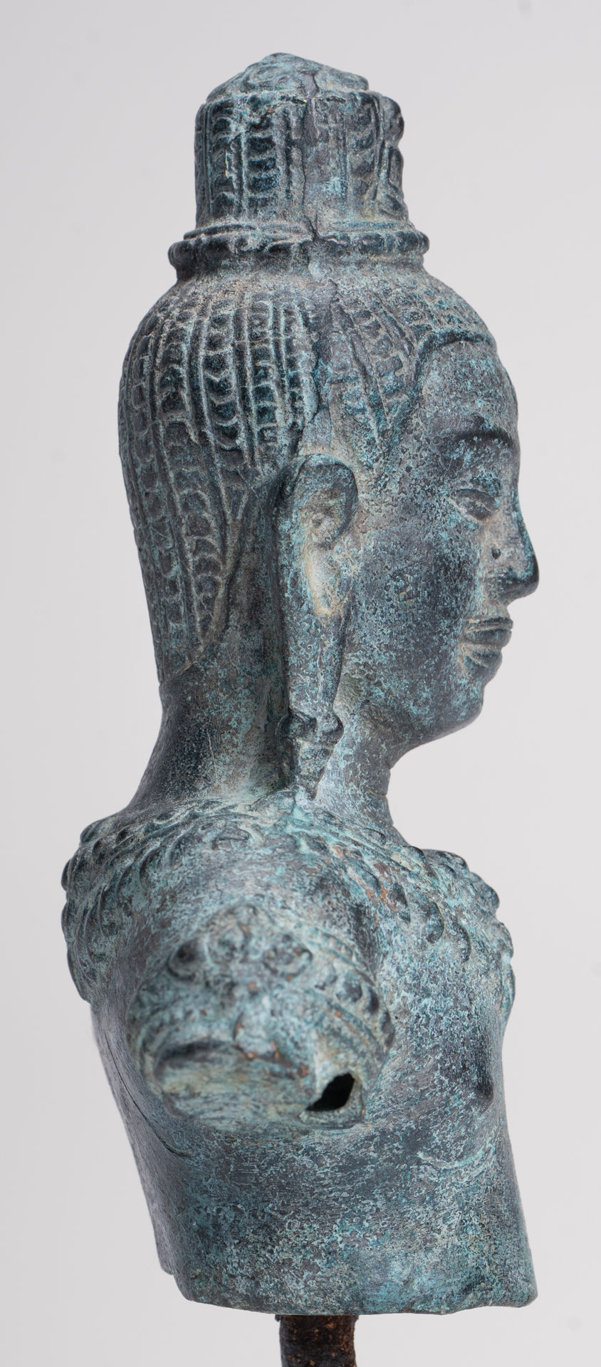 Antique Khmer Style Bronze Angkor Wat Style Lokeshvara Statue - 19cm/8"