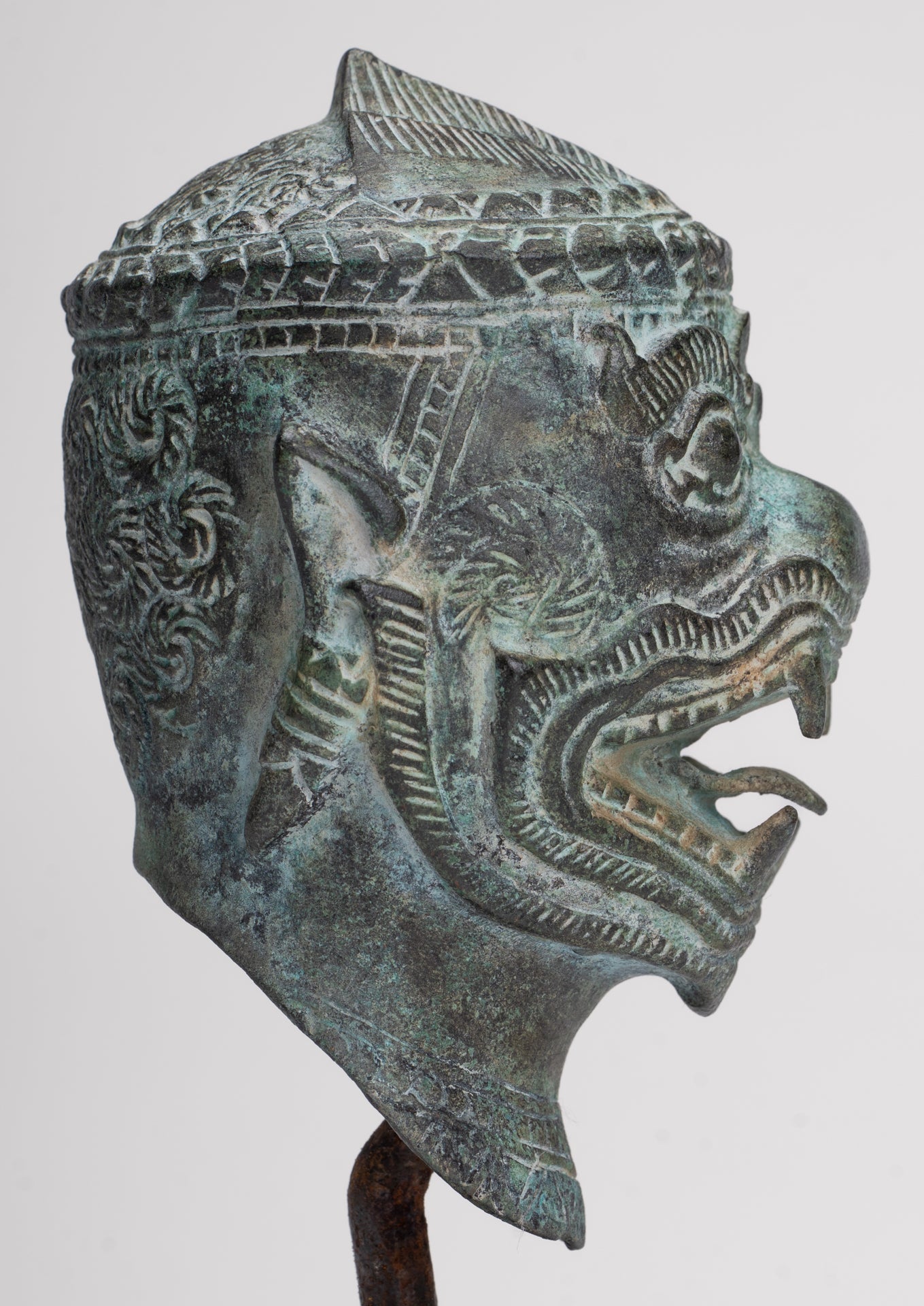 Antique Khmer Style Standing Bayon Hindu God Hanuman Statue - 17cm/7" Tall