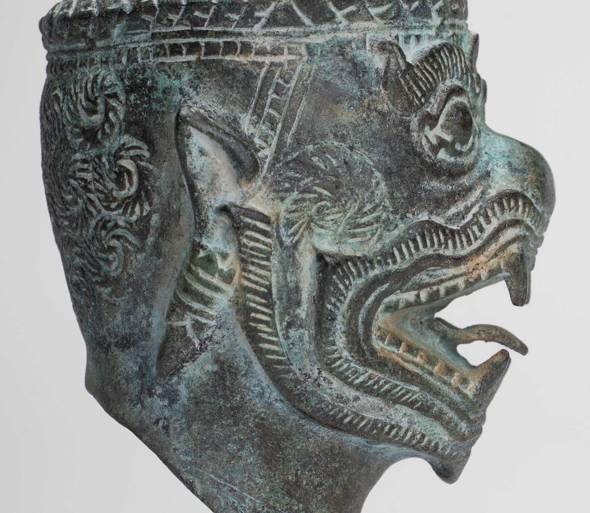 Antique Khmer Style Standing Bayon Hindu God Hanuman Statue - 17cm/7" Tall