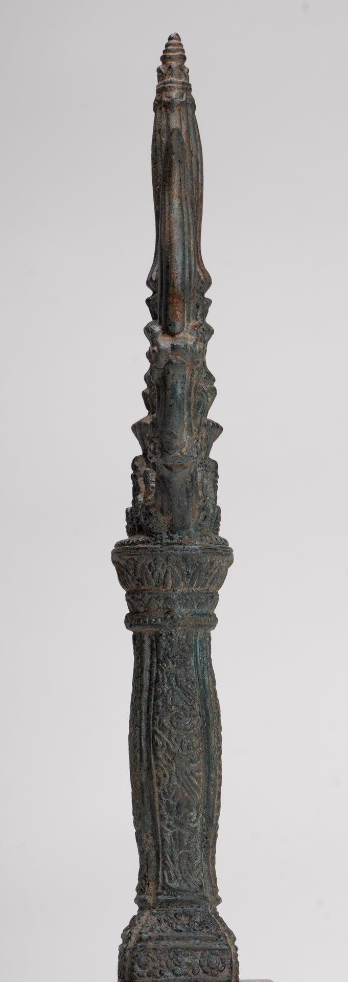 Trident Statue - Antique Khmer Style Bronze Mounted Trident or Trishula Statue - 39cm/16"