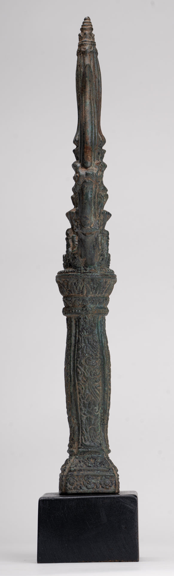 Trident Statue - Antique Khmer Style Bronze Mounted Trident or Trishula Statue - 39cm/16"