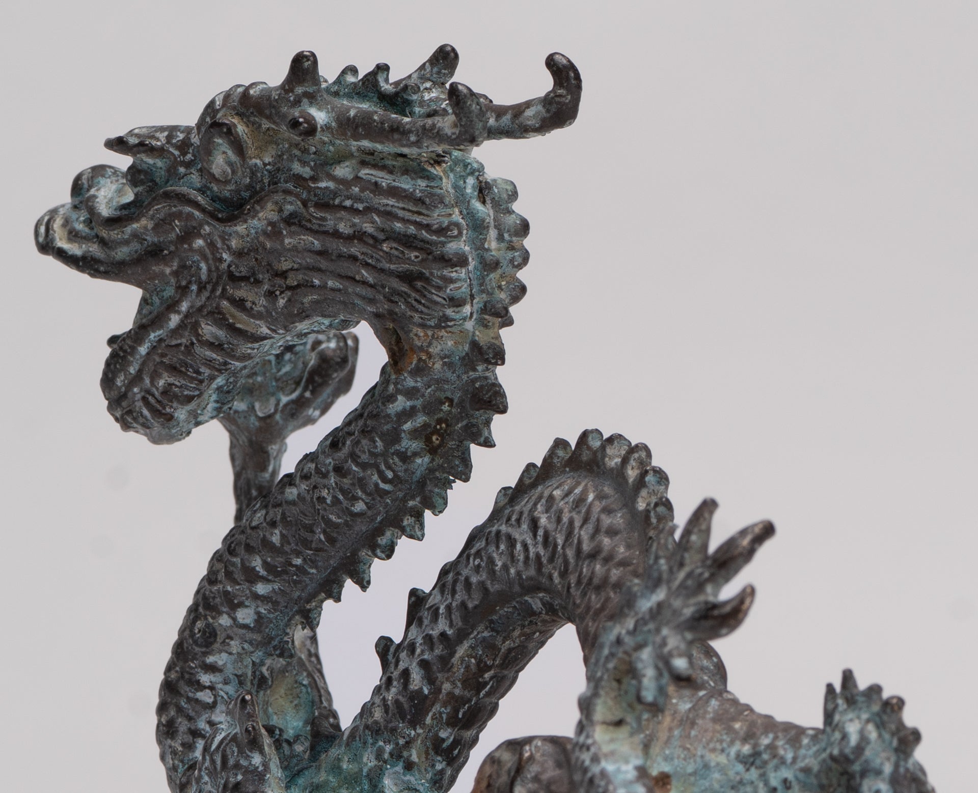Antique Chinese Style Bronze Chinese Dragon Statue - 14cm/6" (Length)