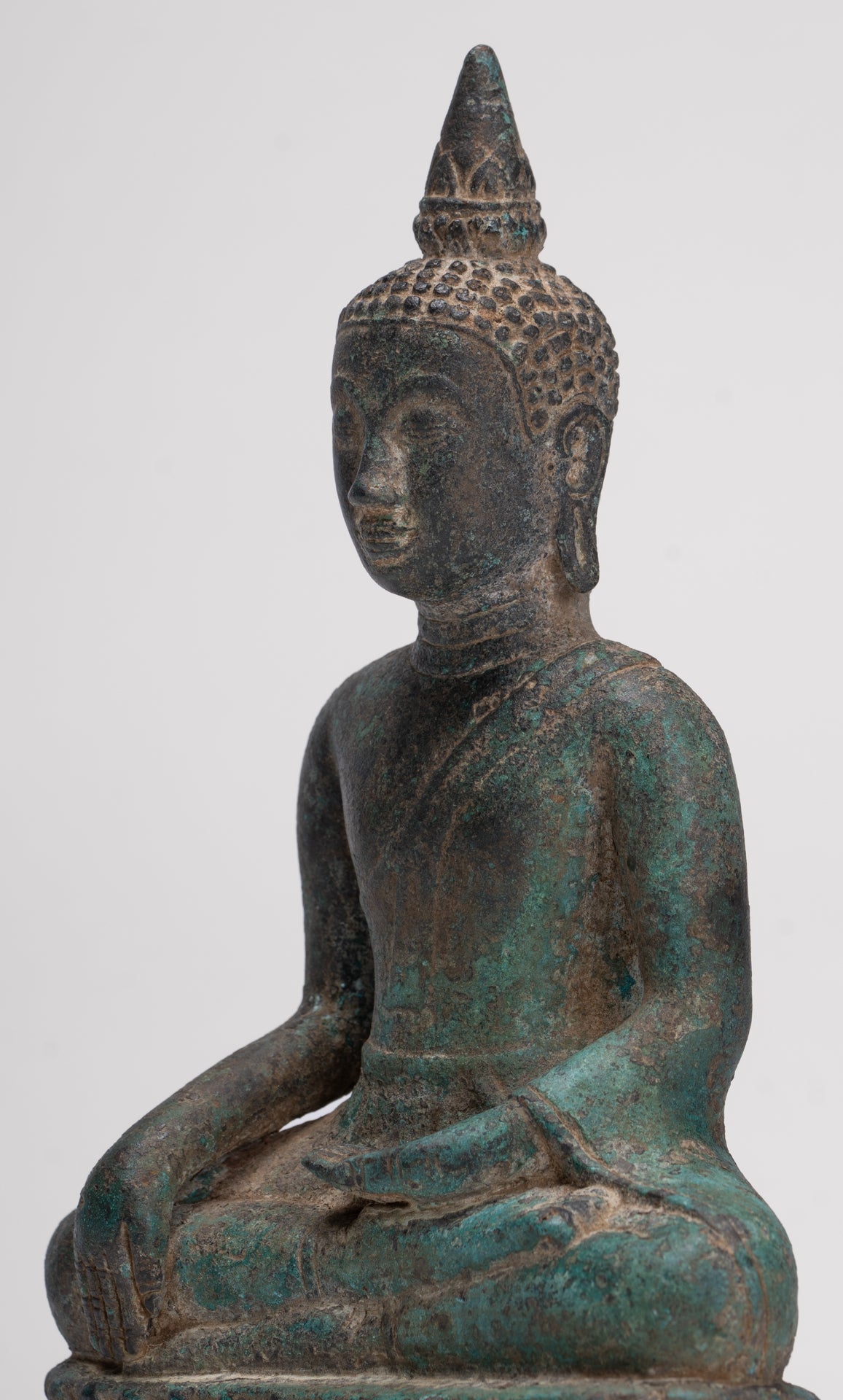 Buddha Statue - Antique Khmer Style Bronze Enlightenment Phnom Da Buddha Statue - 20cm/8"