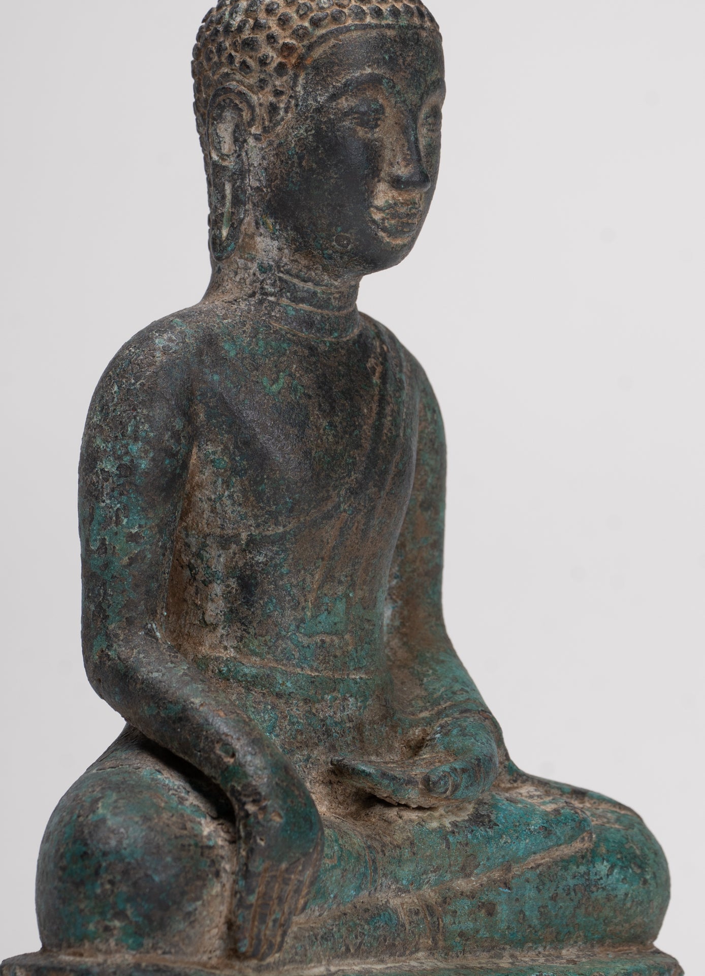 Buddha Statue - Antique Khmer Style Bronze Enlightenment Phnom Da Buddha Statue - 20cm/8"