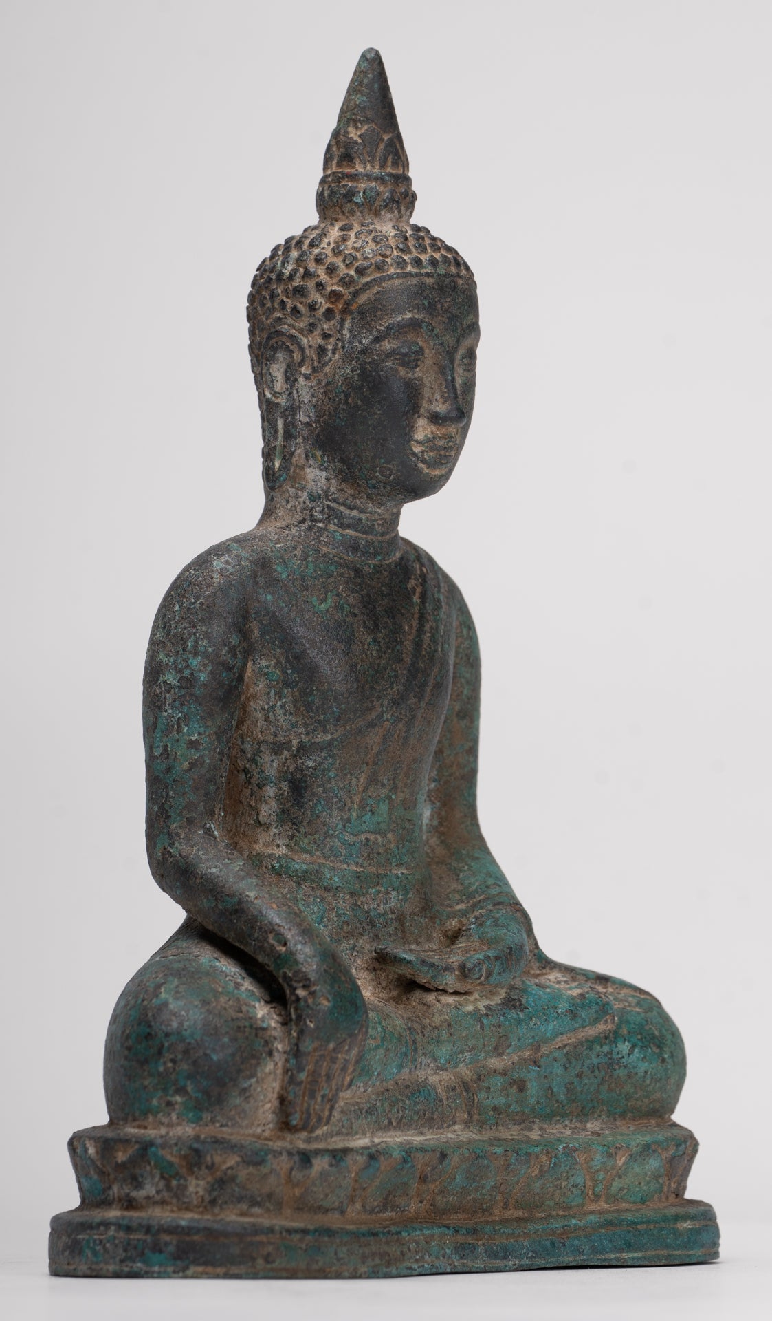 Buddha Statue - Antique Khmer Style Bronze Enlightenment Phnom Da Buddha Statue - 20cm/8"