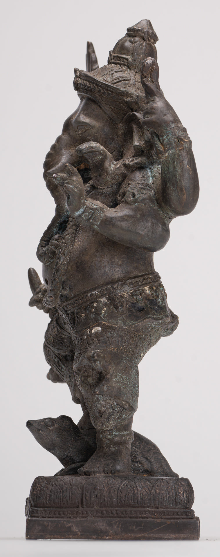 Ganesha Statue - Antique Thai Style Bronze Standing 4-Arm Ganesha Statue - 26cm/10"