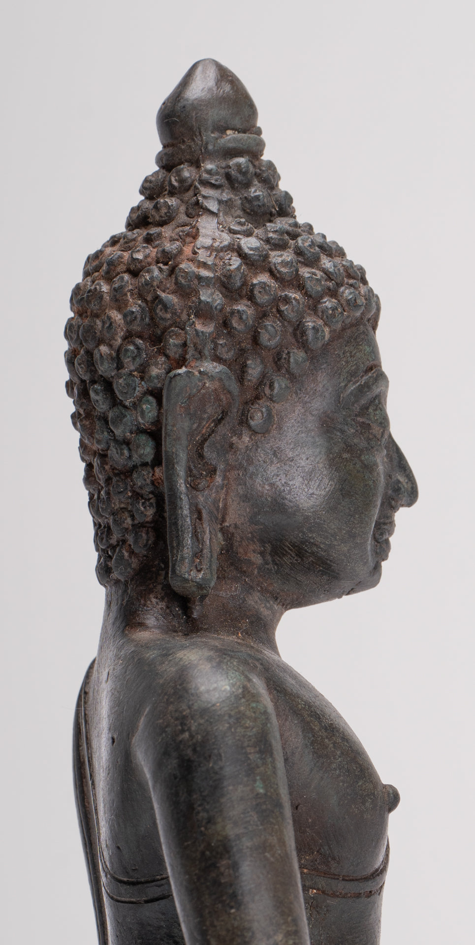 Buddha Statue - Antique Thai Style Bronze Chiang Saen Enlightenment Buddha Statue - 20cm/8"