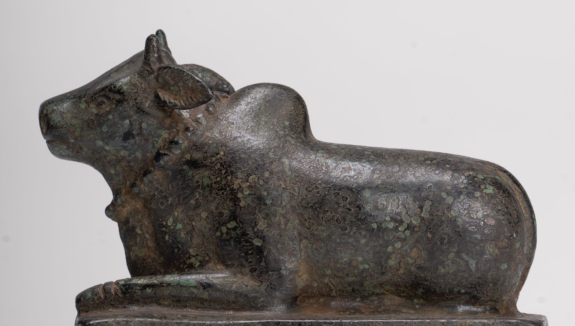 Antique Khmer Style Bronze Nandi Statue - Mount of Shiva - 12.5cm/5" Long