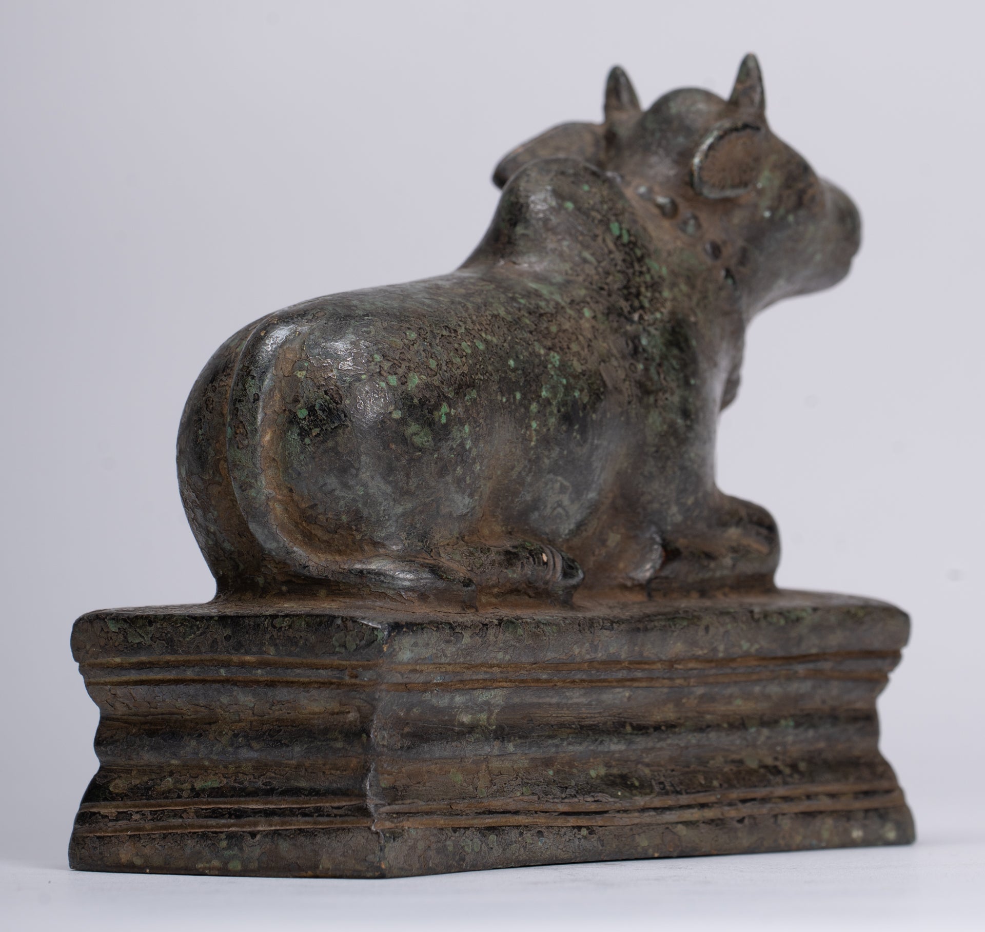 Antique Khmer Style Bronze Nandi Statue - Mount of Shiva - 12.5cm/5" Long