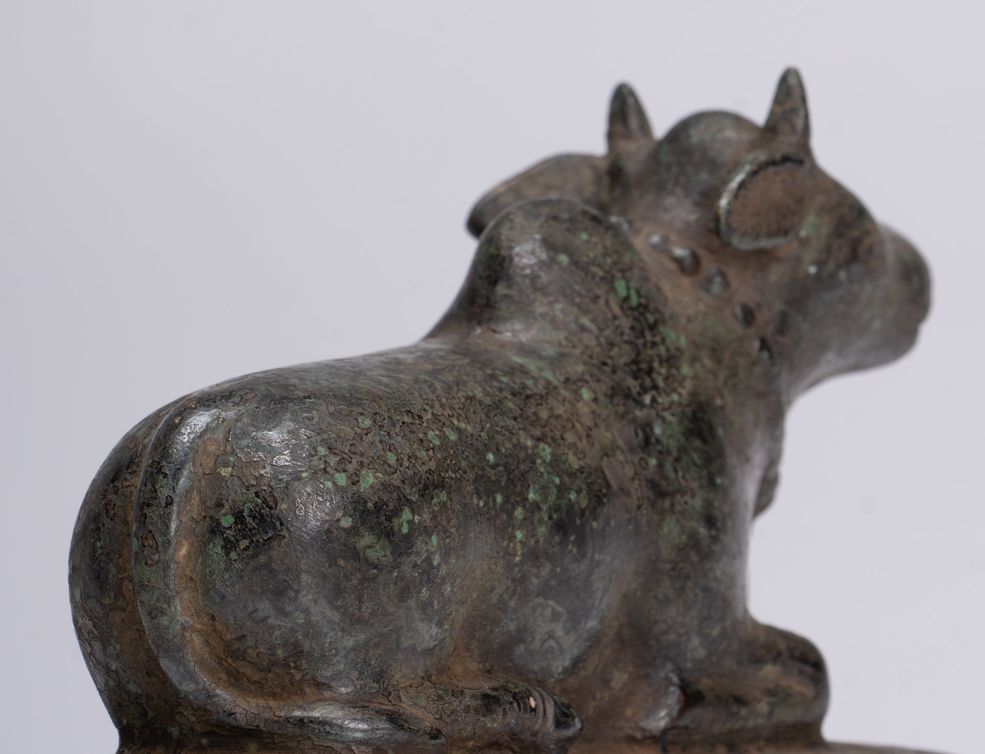 Antique Khmer Style Bronze Nandi Statue - Mount of Shiva - 12.5cm/5" Long