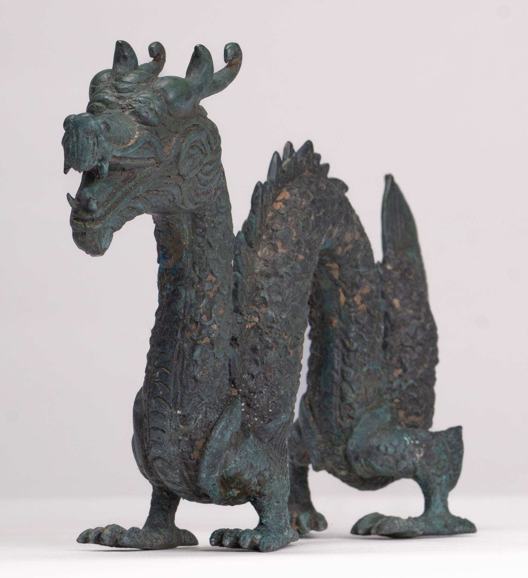 Antique Chinese Style Bronze Dragon Statue - 27cm/11"