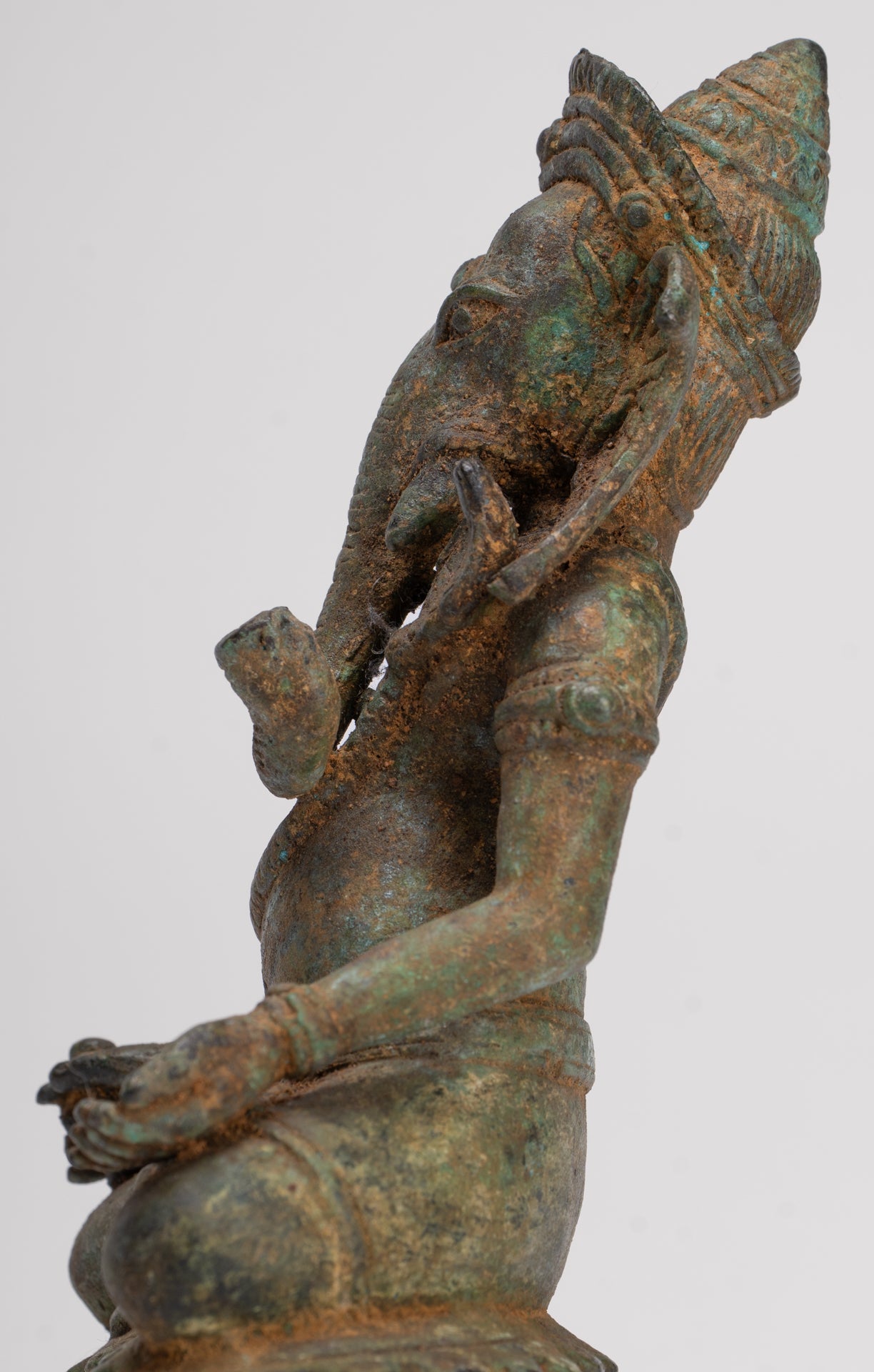 Ganesha Statue - Antique Thai Style Bronze Seated Ganesh Statue - 17.5cm/7"