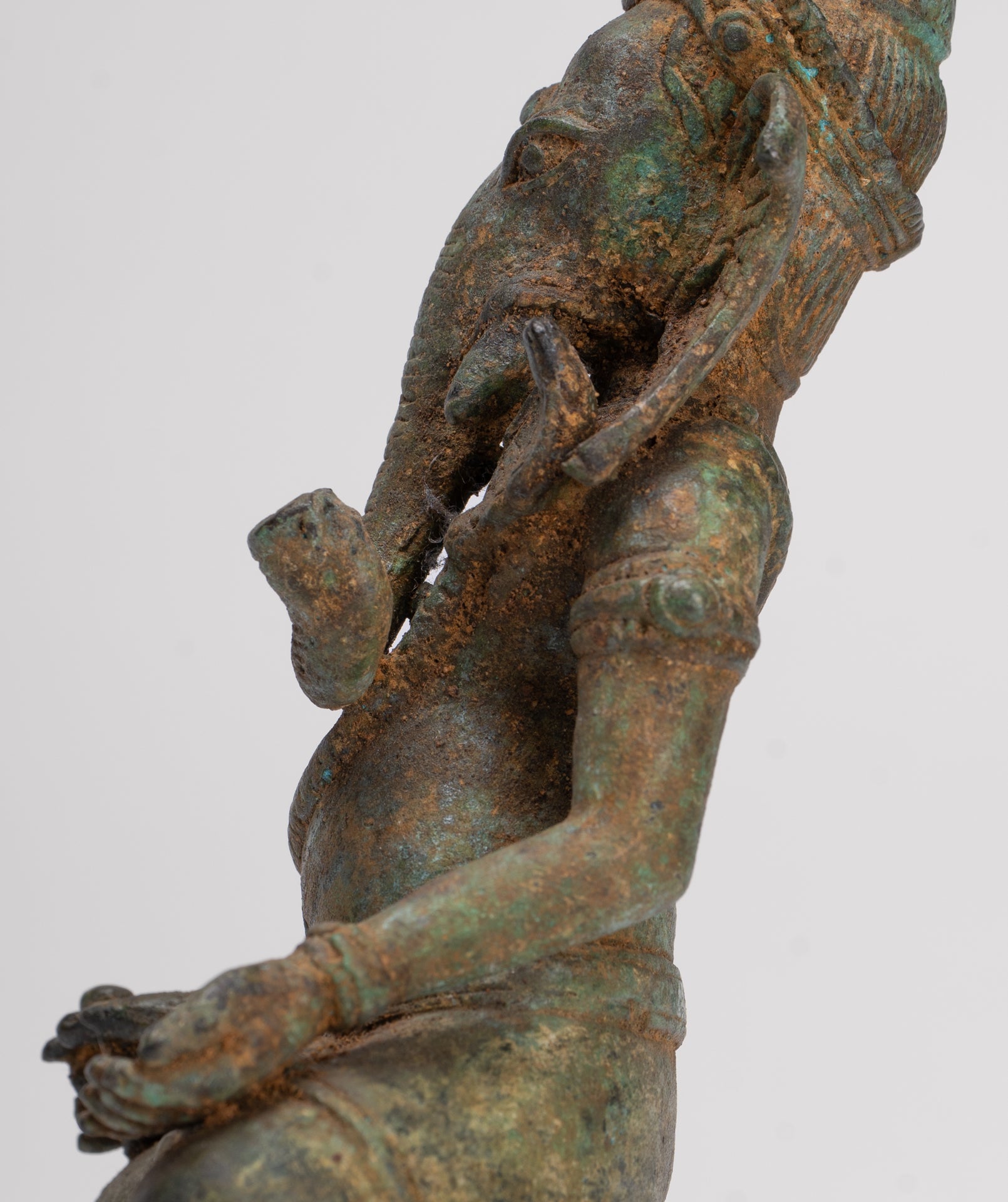 Ganesha Statue - Antique Thai Style Bronze Seated Ganesh Statue - 17.5cm/7"